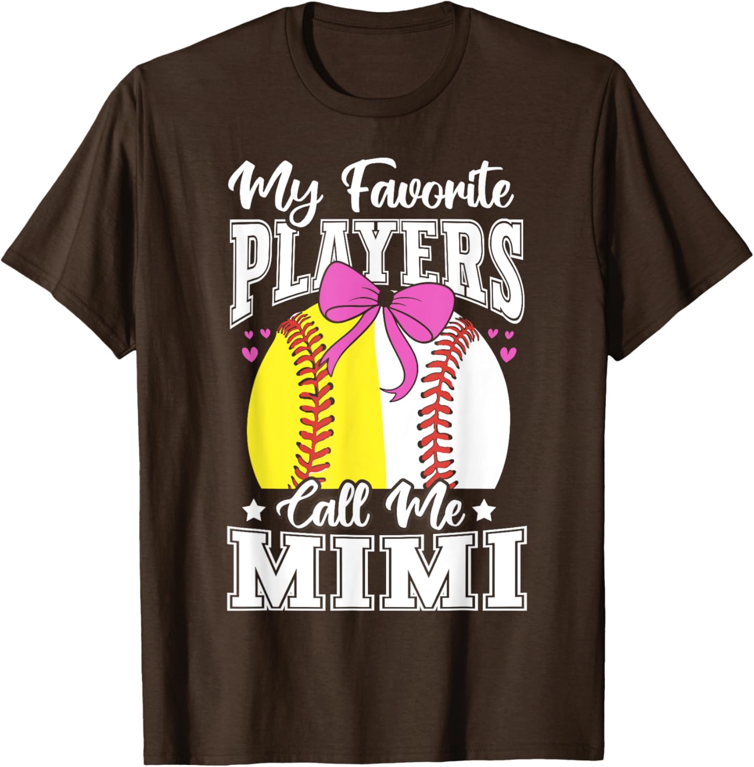 Baseball Grandma Favorite Softball Players Mimi Bow T-Shirt for Fans - 19
