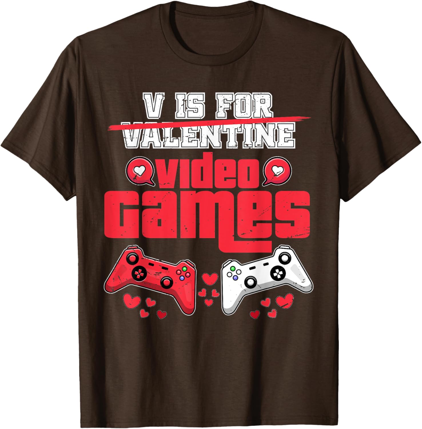 V Is For Video Games Men's Valentine's Day T-Shirt for Gamers - 2