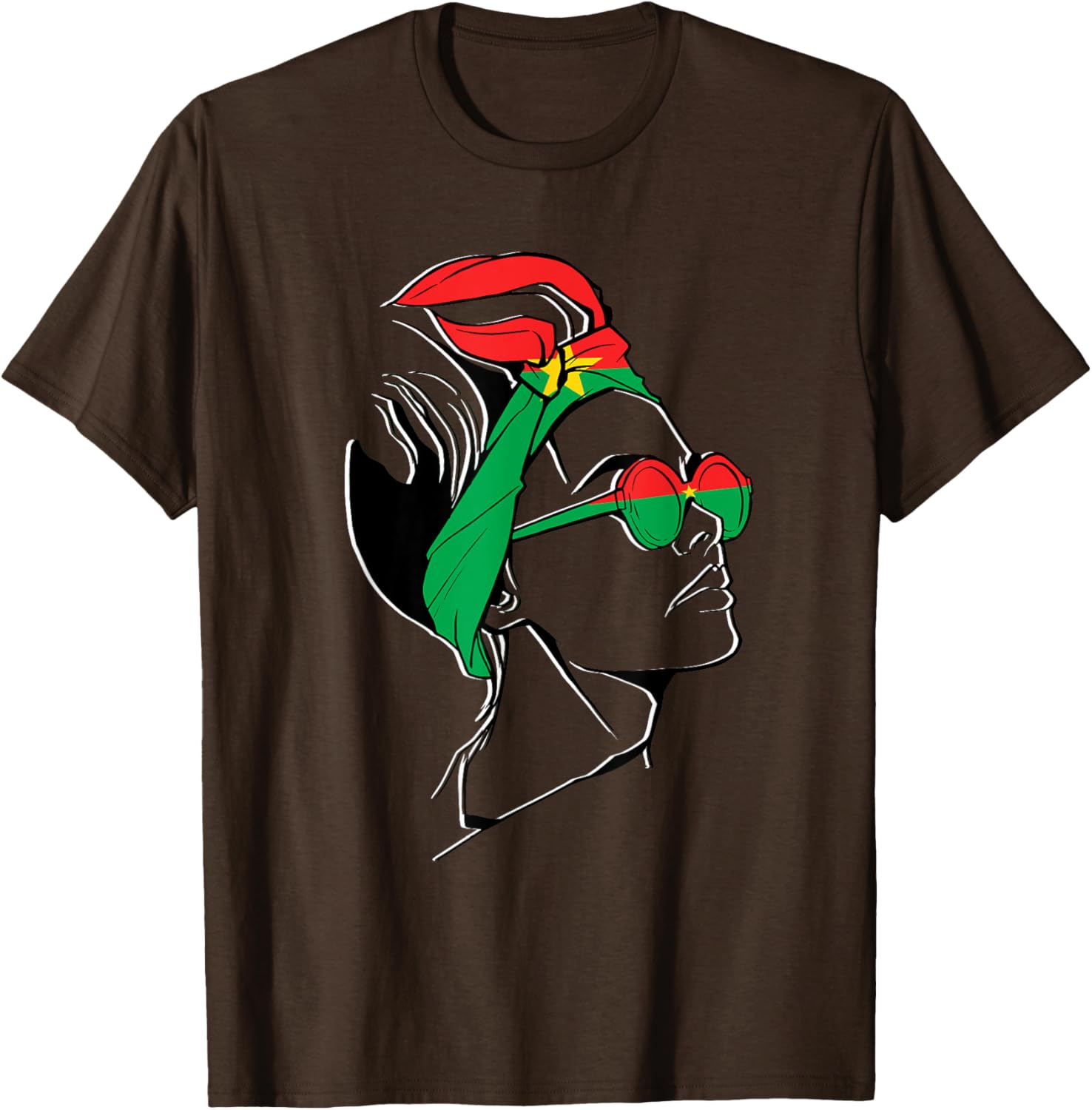 Burkina Faso Pride T-Shirt with Headscarf Design for Women - 16