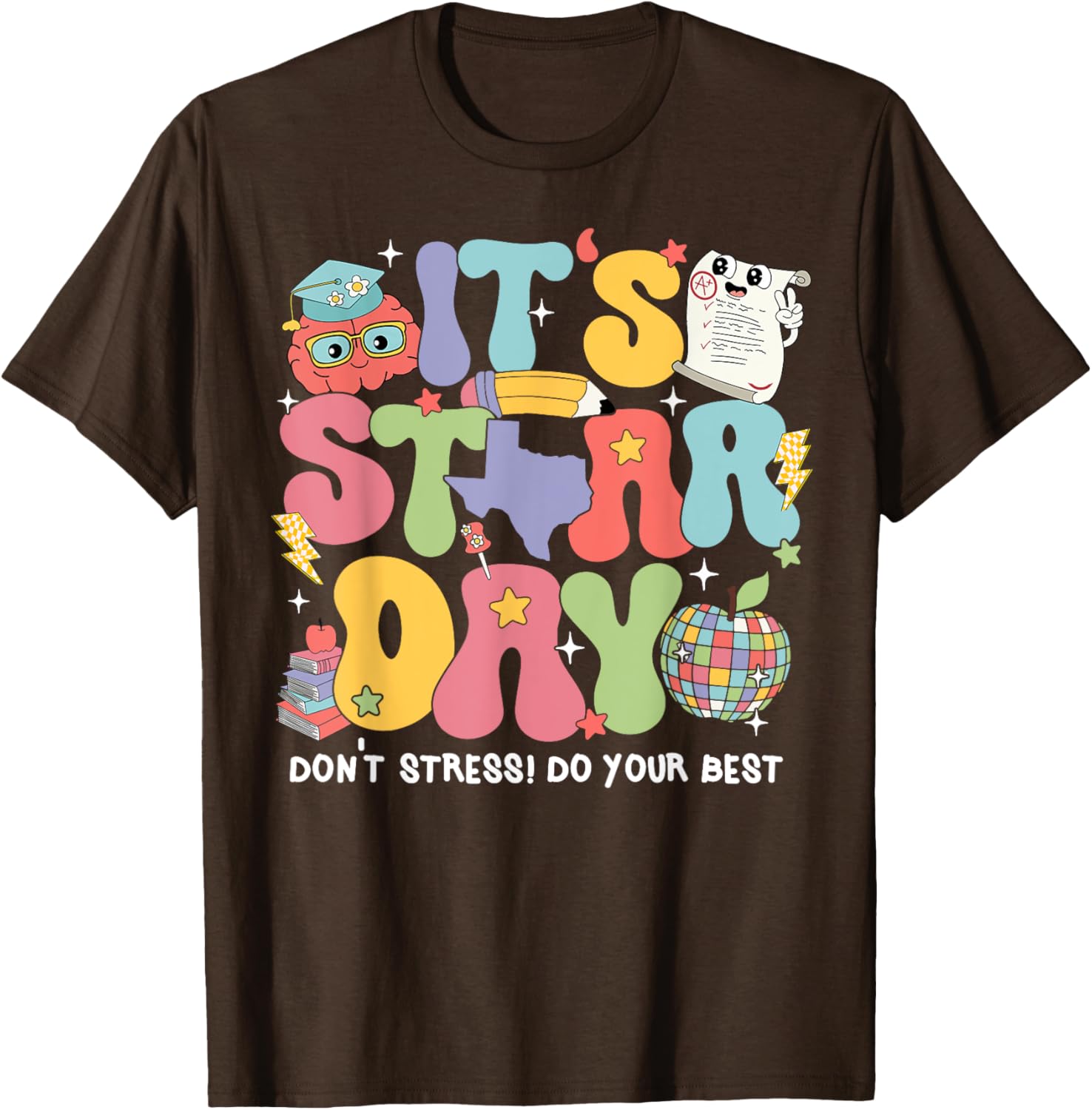 Test Day Groovy STaAR Day Don't Stress T-Shirt for Students - 17