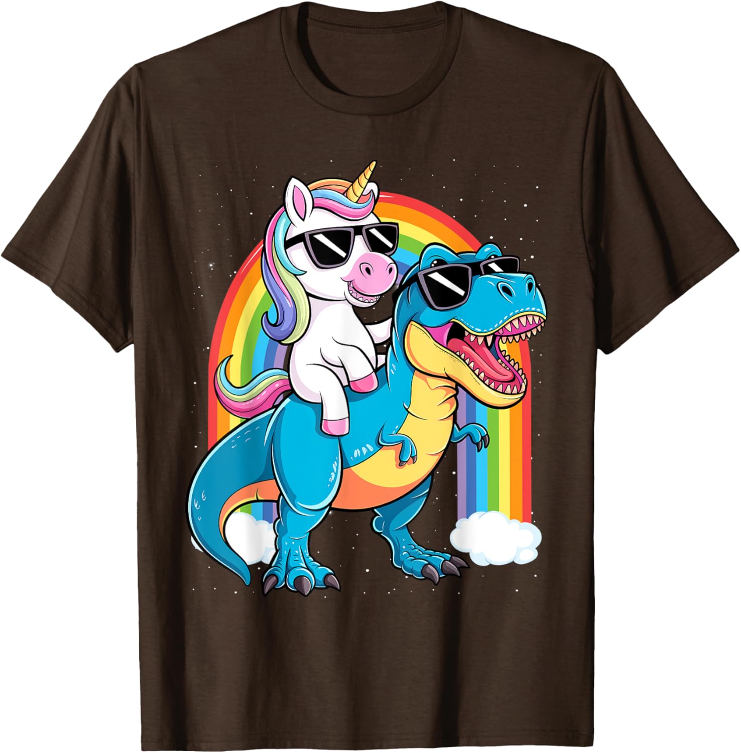 Unicorn Riding T Rex Dinosaur T-Shirt for Kids and Adults Fun Tee - 9
