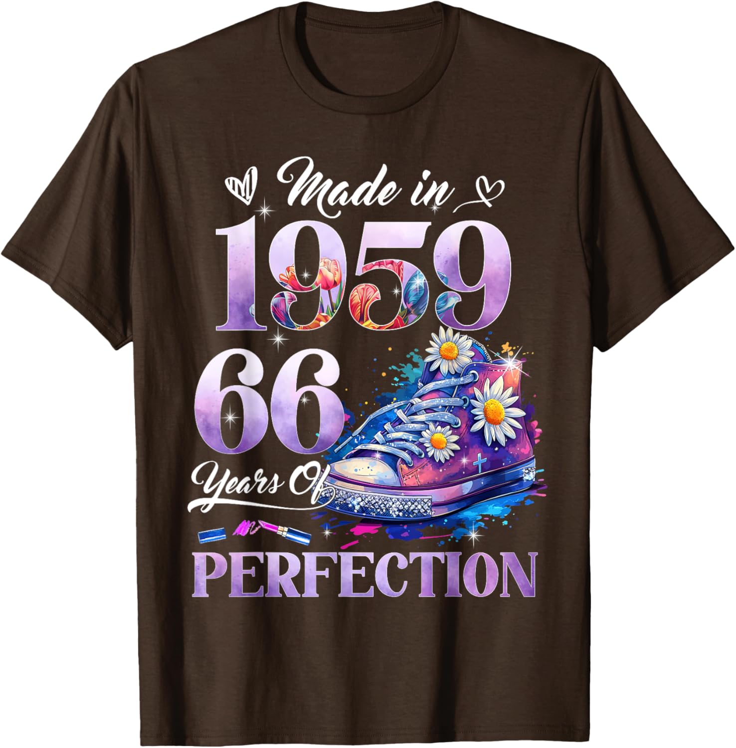 Floral 66th Birthday T-Shirt for Women Made in 1959 Unique Gift - 4