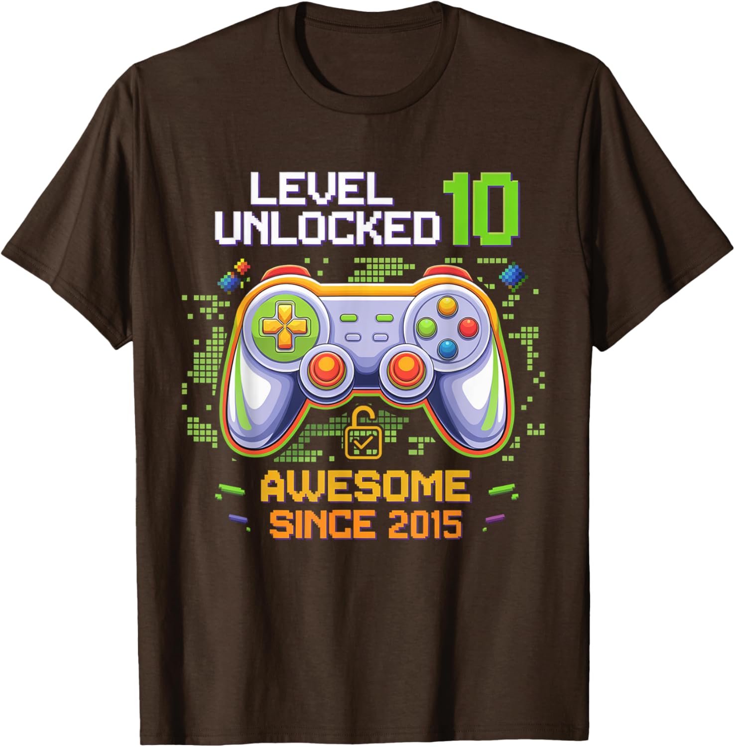 Level 10 Unlocked Birthday Gaming T-Shirt for Awesome 10 Year Olds - 1