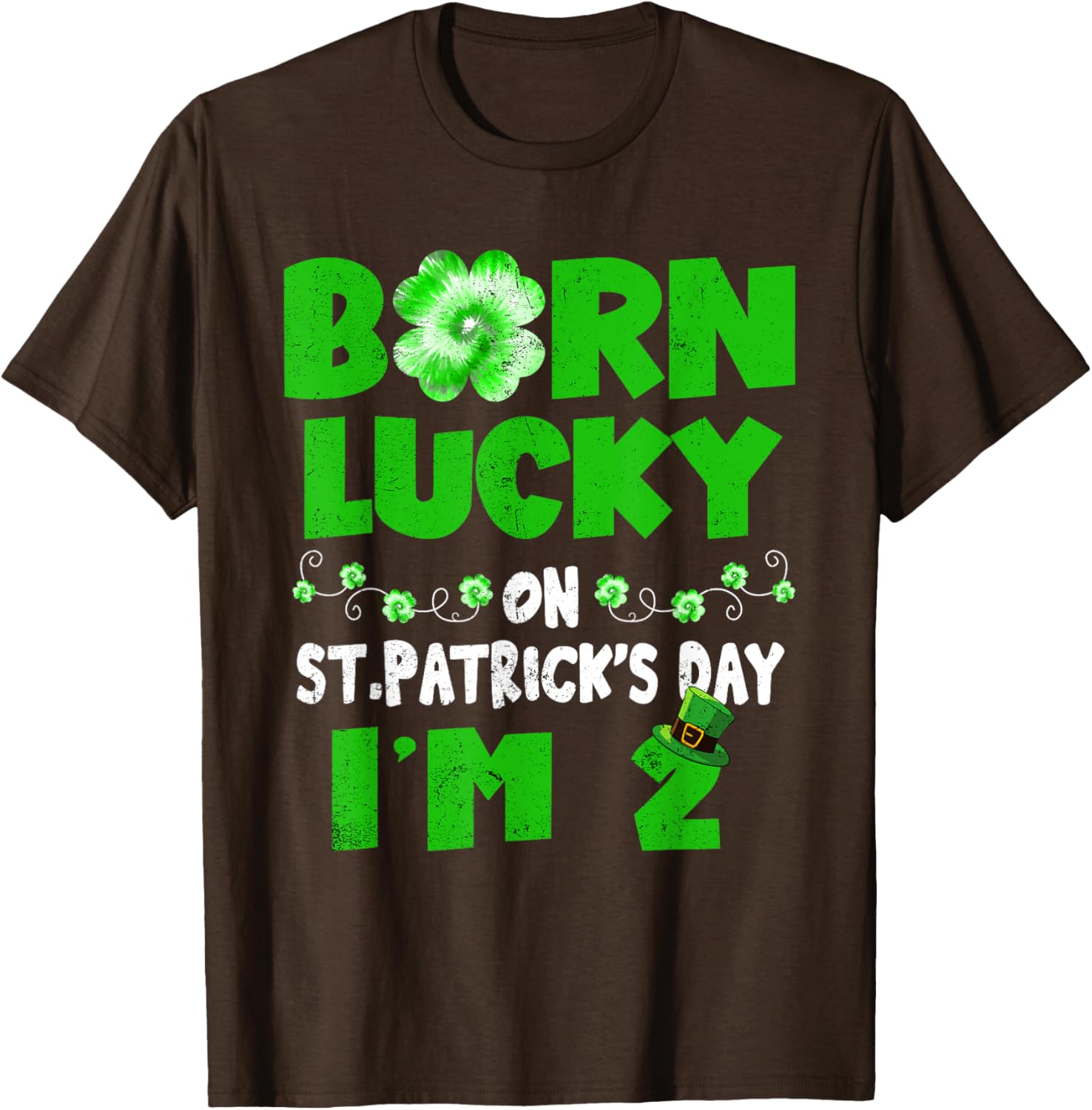 Born Lucky St. Patrick's Day 2nd Birthday T-Shirt for Kids - 1