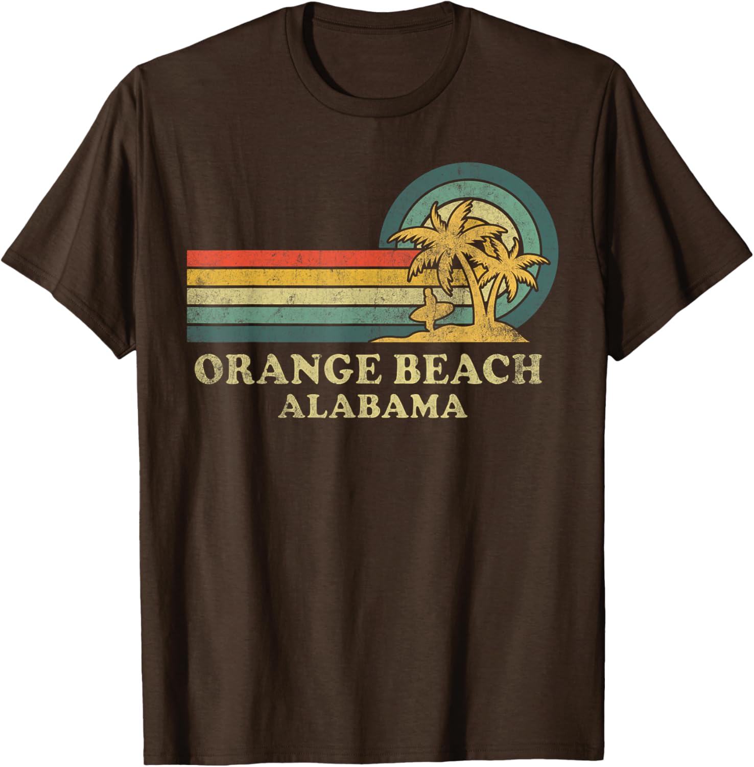 Vintage Palm Tree T-Shirt for Family Vacations in Orange Beach Alabama - 10