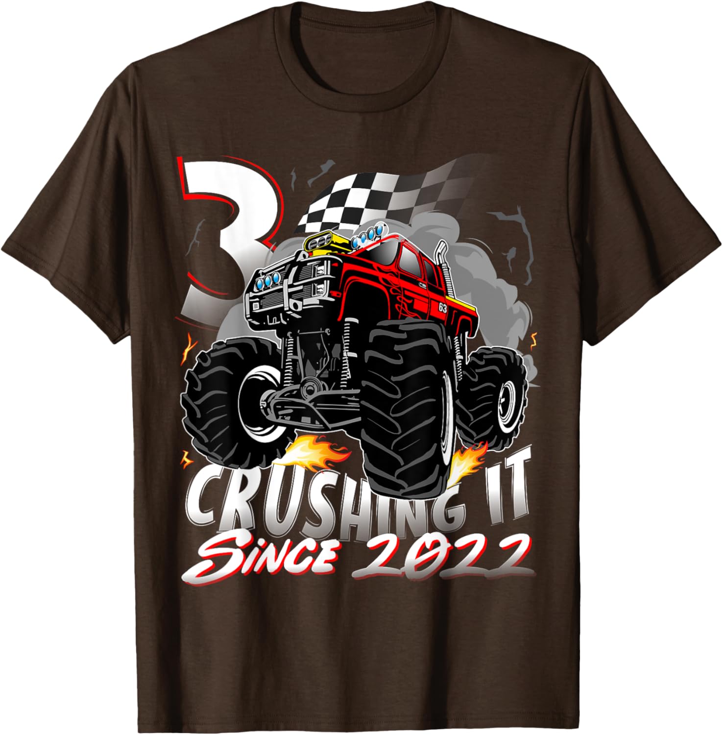 Cool Monster Truck Birthday T-Shirt for 3 Year Old Boys Born 2022 - 8