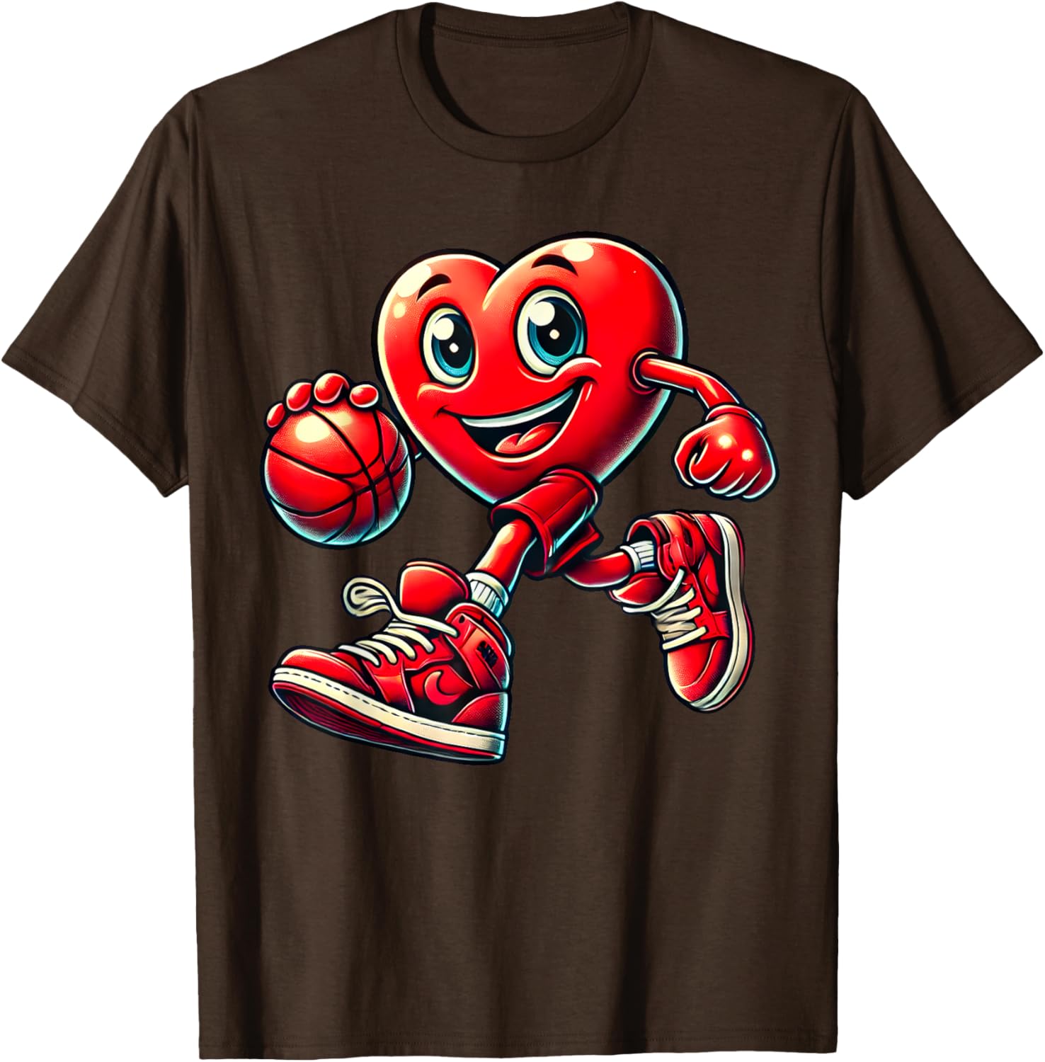 Valentine's Day Heart Basketball T-Shirt for Kids and Adults Fun Design - 10