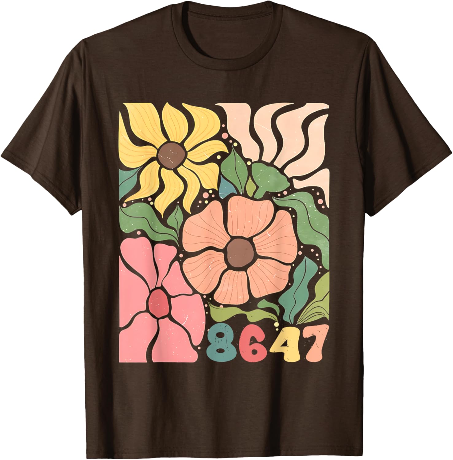 Boho Style Floral T-Shirt with Subtle Anti Trump Design for Women - 6