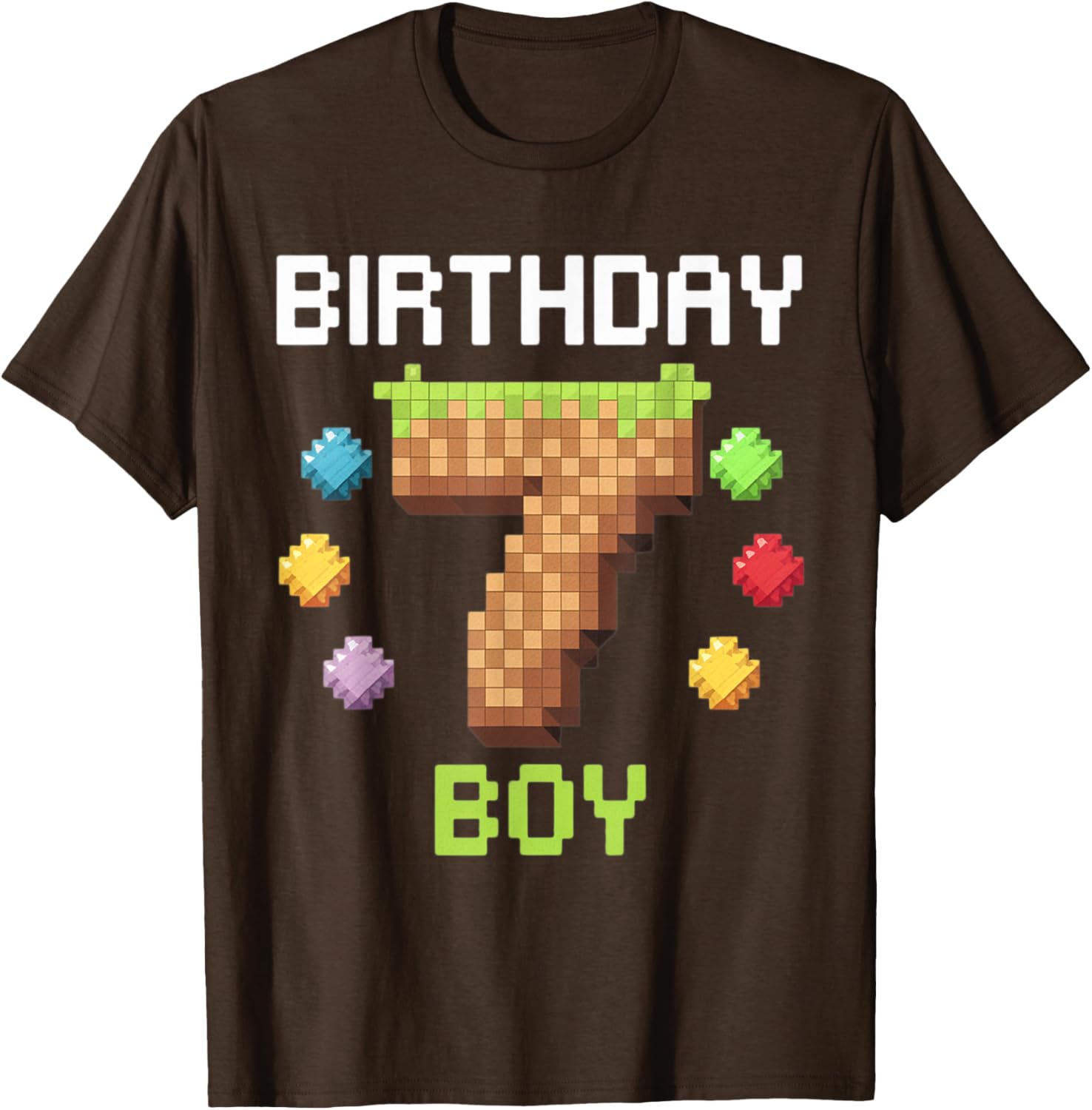 Birthday Boy Gamer 7th Birthday Pixel Number T-Shirt for Kids - 15