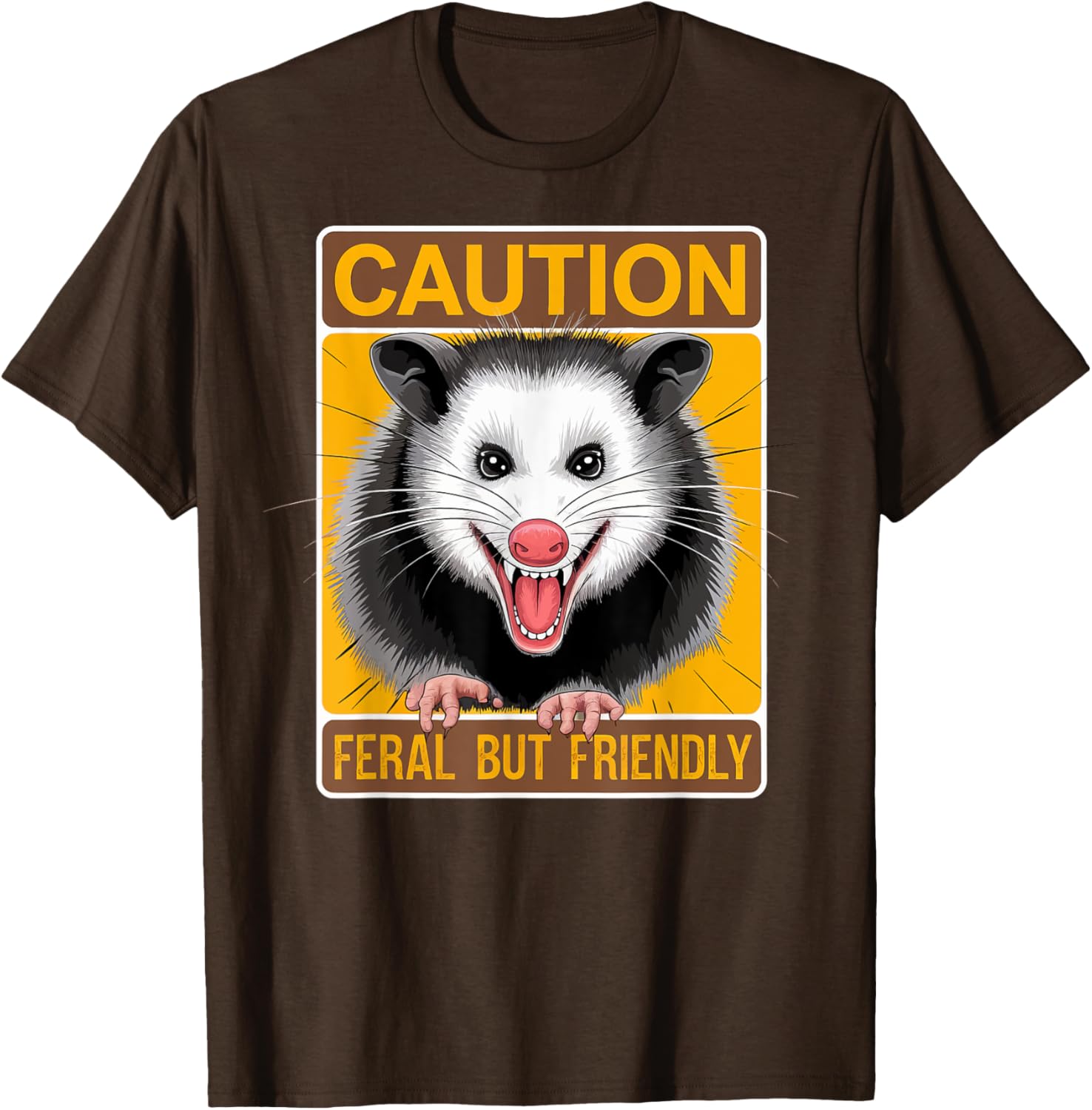 Caution Feral But Friendly Opossum T-Shirt for Animal Lovers - 7