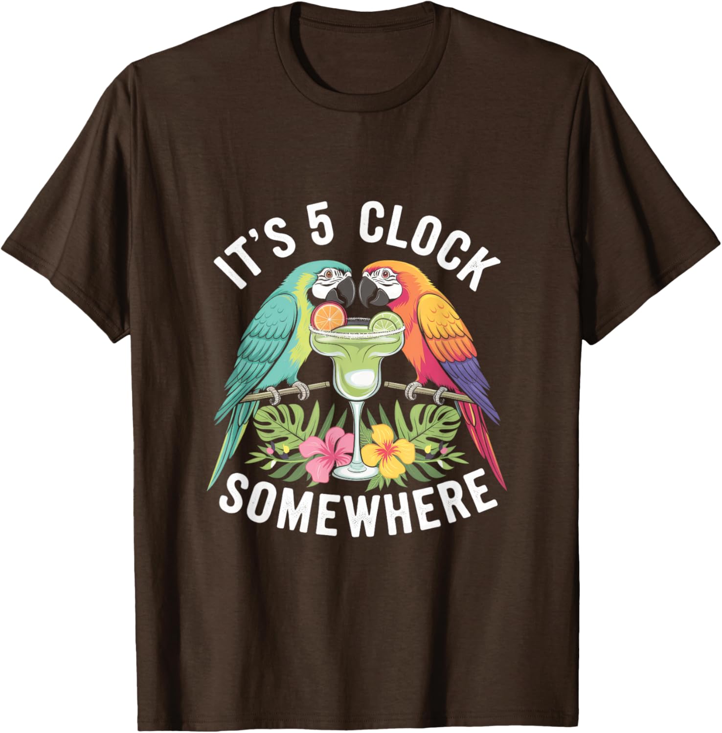 Tropical Vacation T-Shirt It's 5 O'clock Somewhere Fun Summer Tee - 3