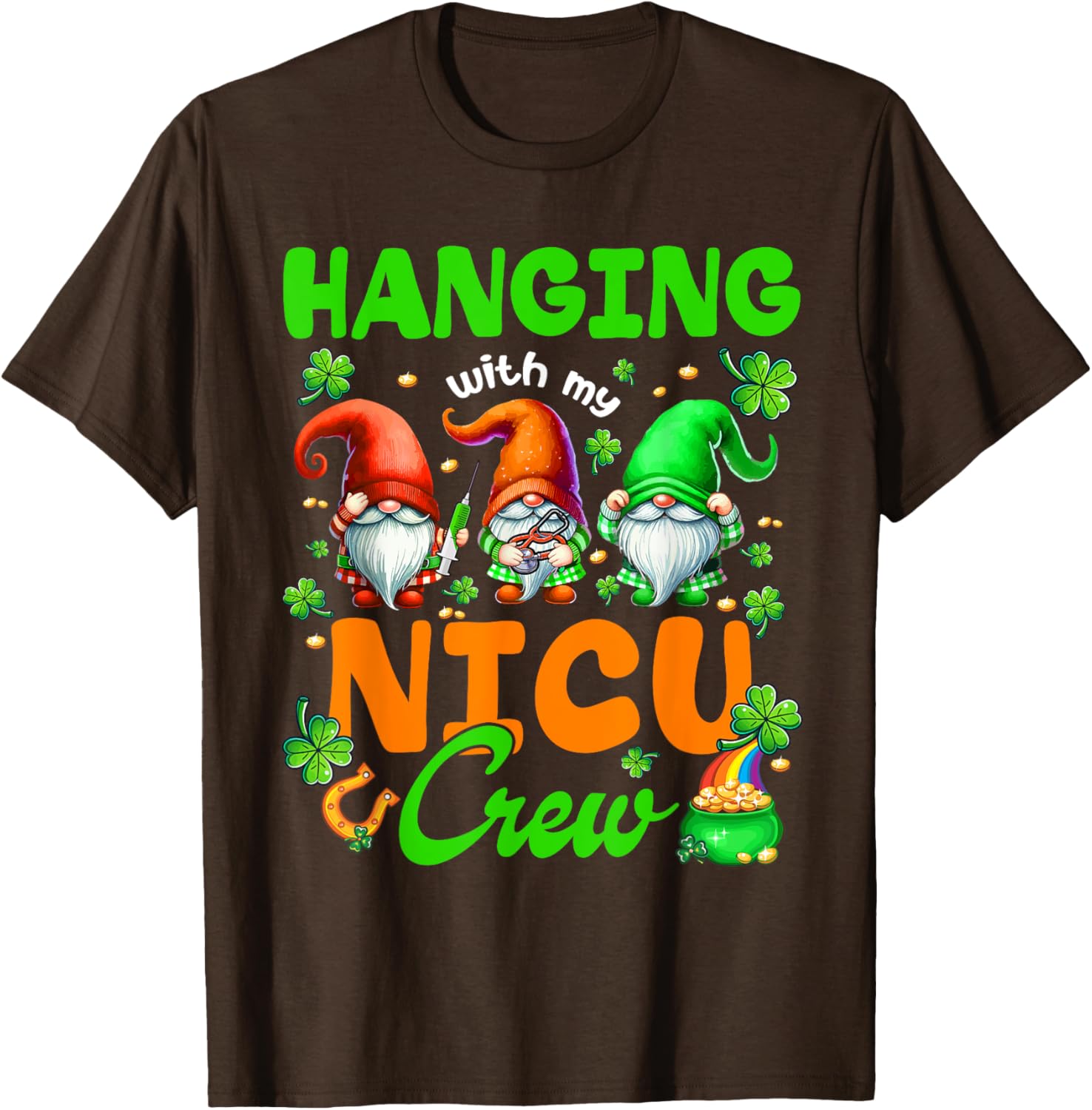 Adorable NICU Nurse Gnome St. Patrick's Day T-Shirt for Nurses and Friends - 3