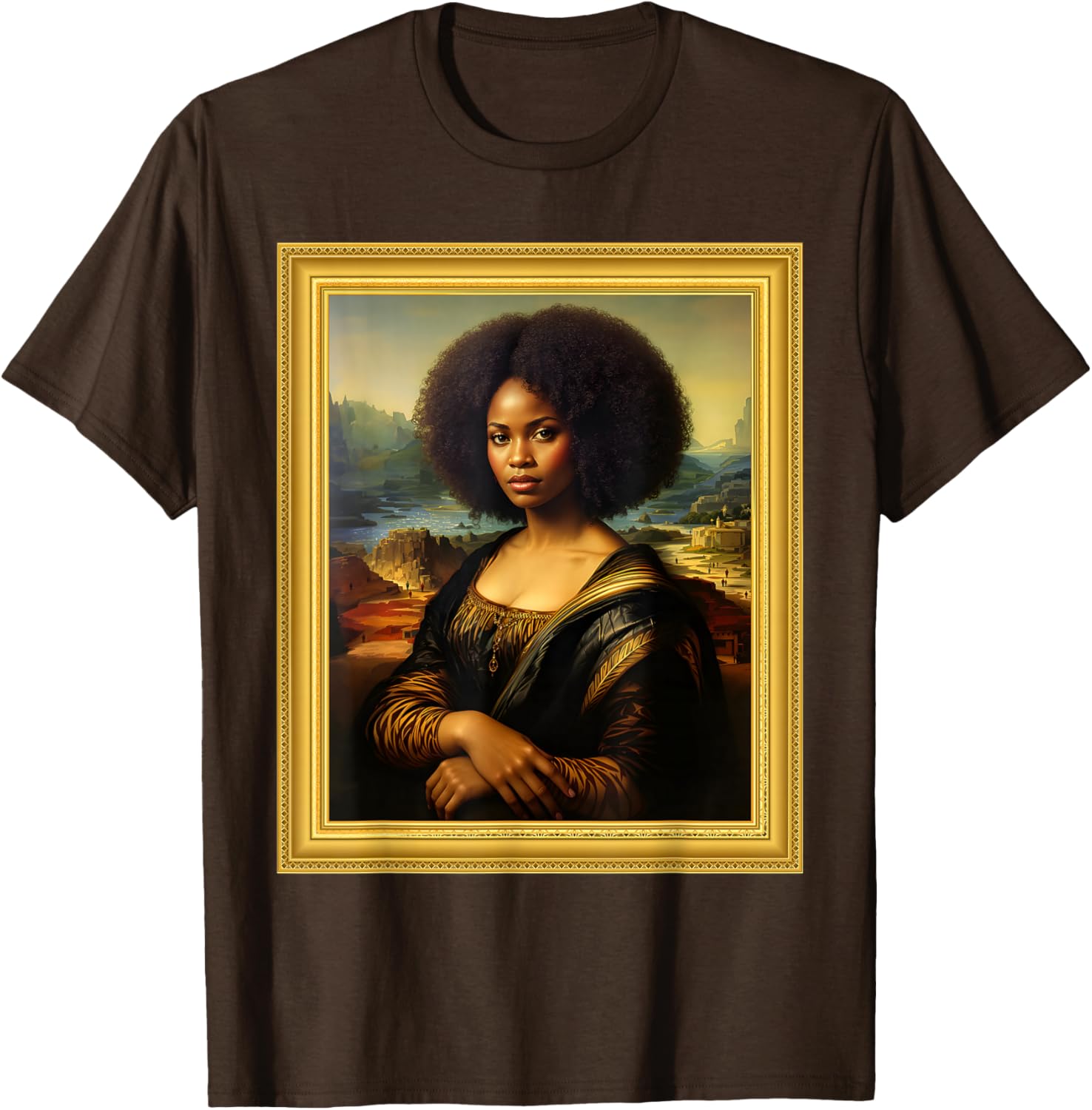 Black Mona Lisa Afro Queen T-Shirt for Black History Month Celebration - 26