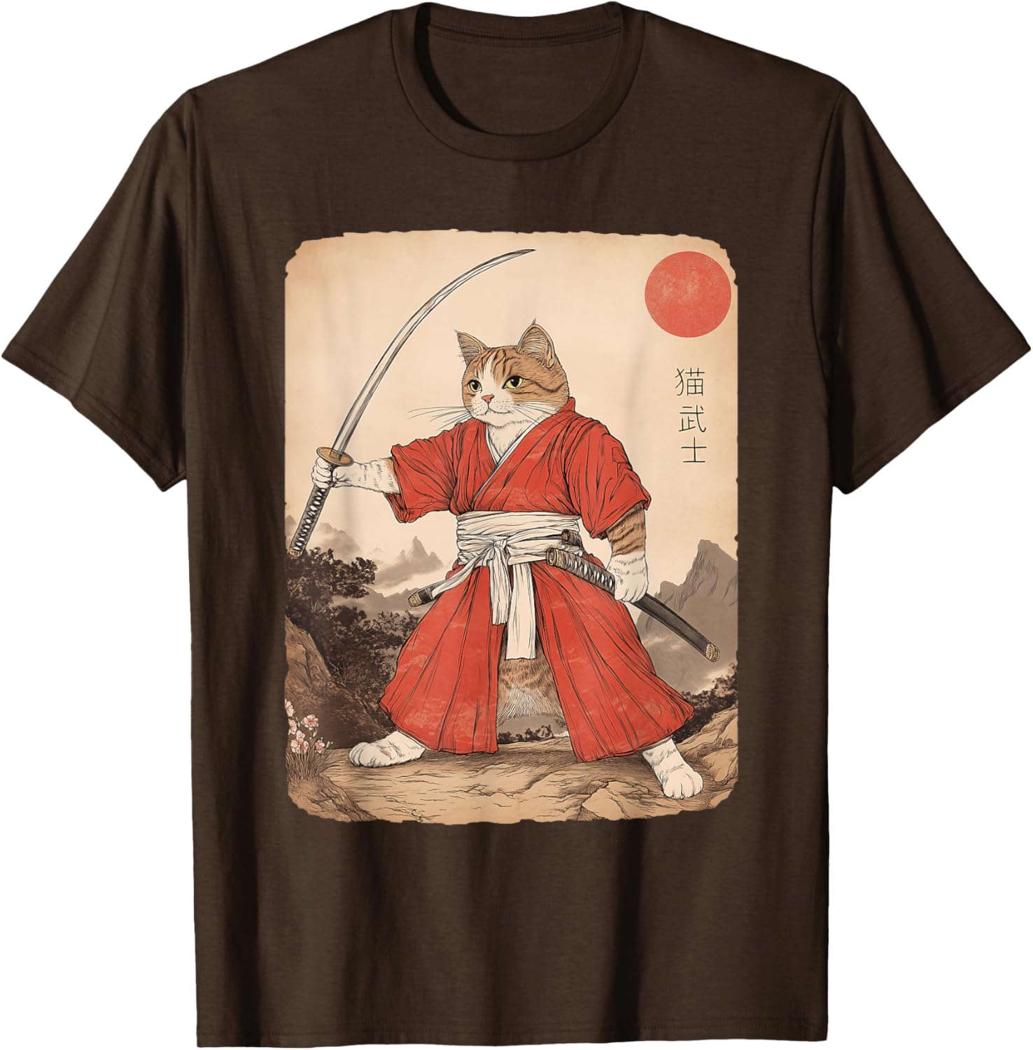 Vintage Samurai Cat Warrior Graphic T-Shirt for All Ages - Anime Style - 16