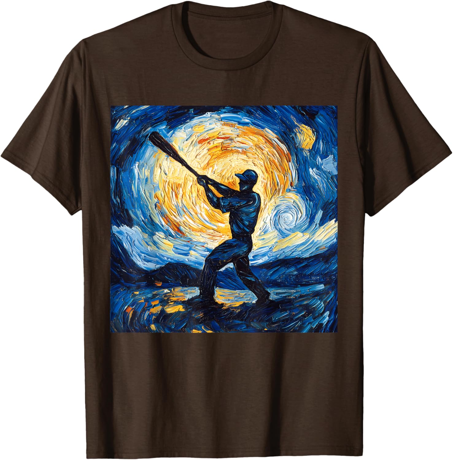 Van Gogh Starry Night Baseball Player T-Shirt for Art and Sports Lovers - 11