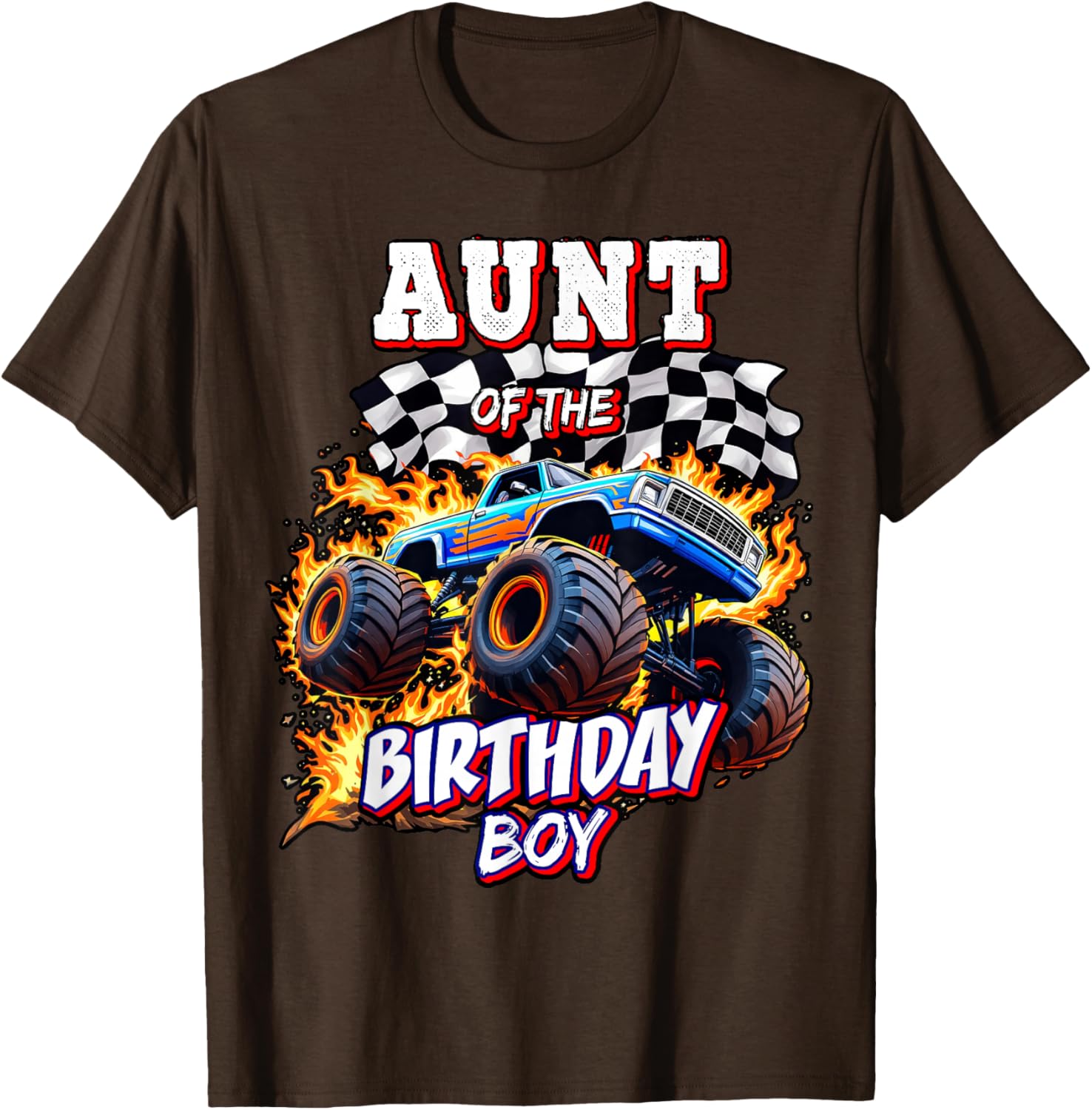 Monster Truck Birthday Party T-Shirt for Aunt of the Birthday Boy - 1
