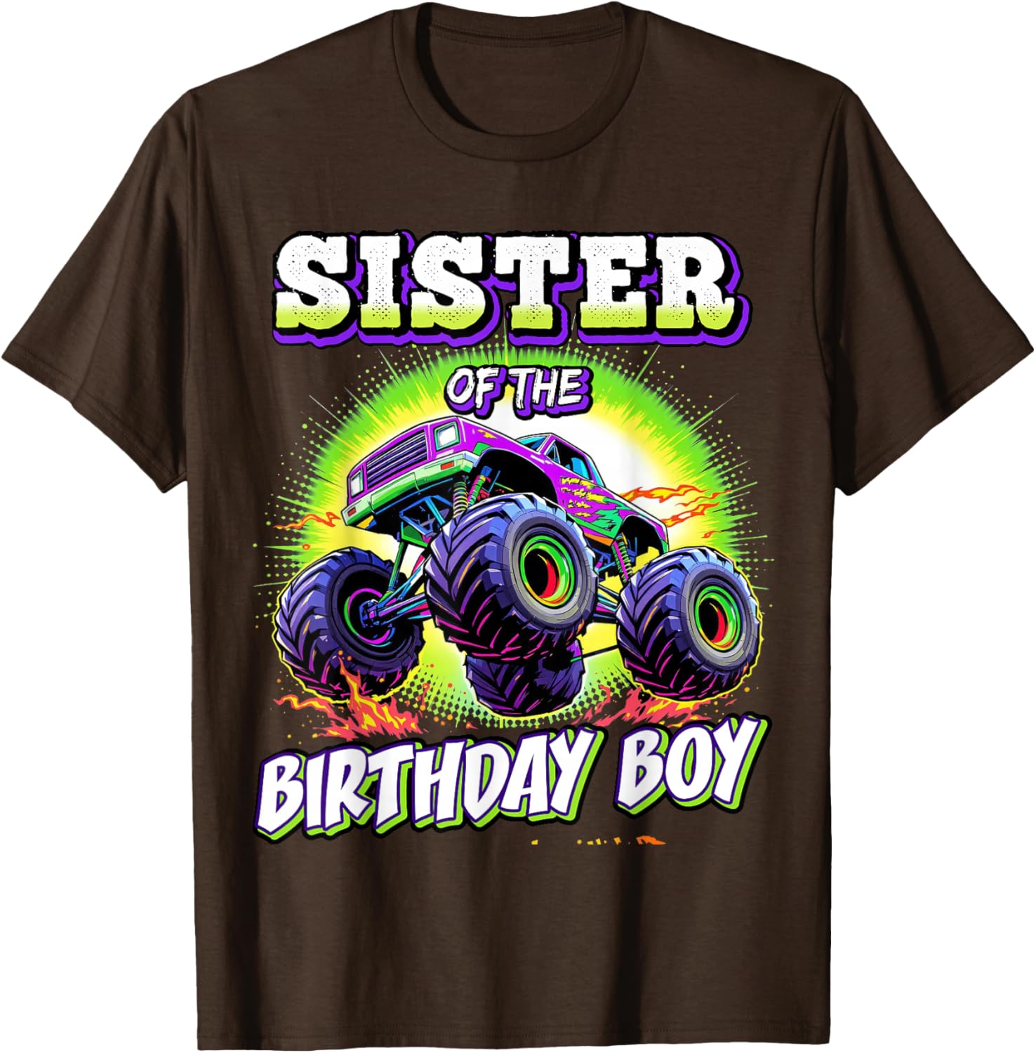 Sister of the Birthday Boy Monster Truck Party T-Shirt for Fun Celebrations - 8