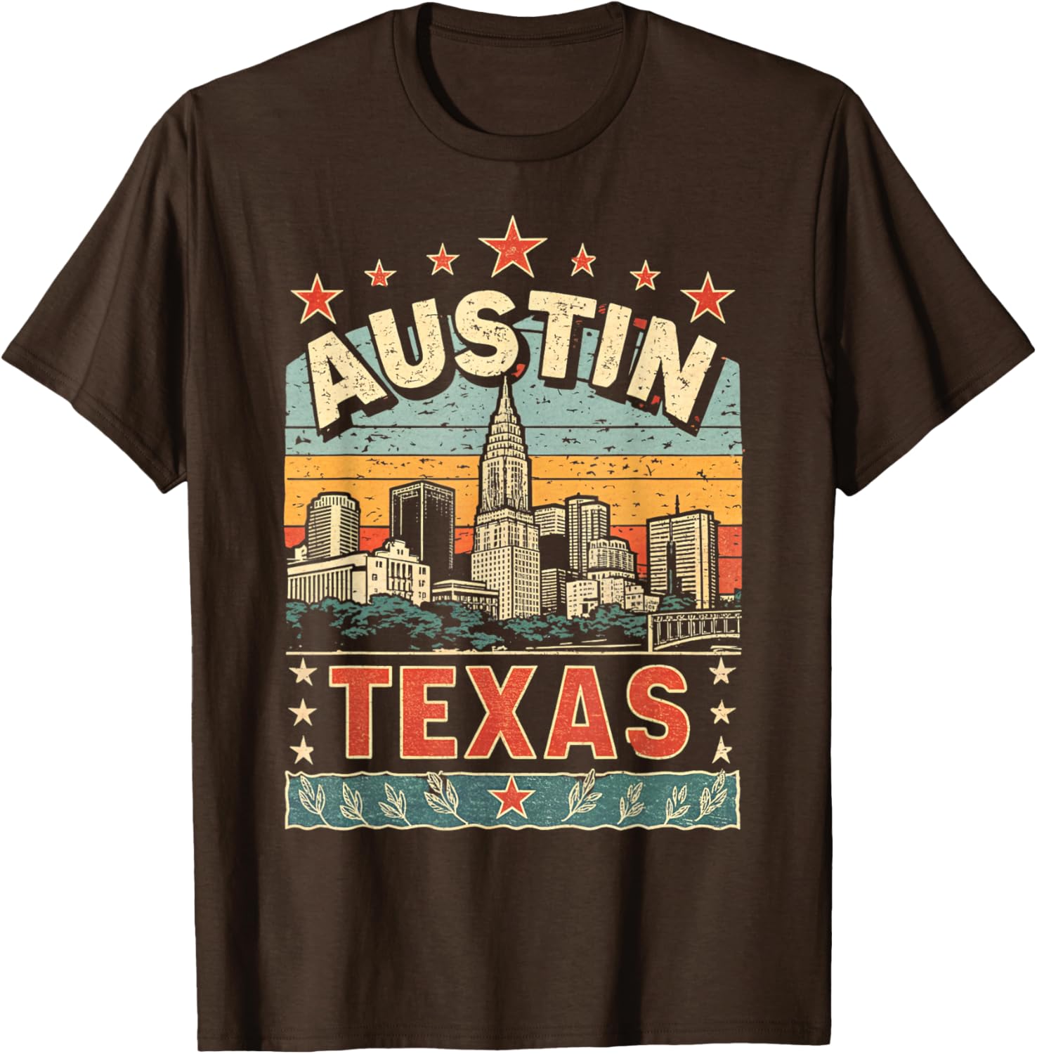 Austin Texas Skyline Vintage Graphic T-Shirt for City Lovers - 1