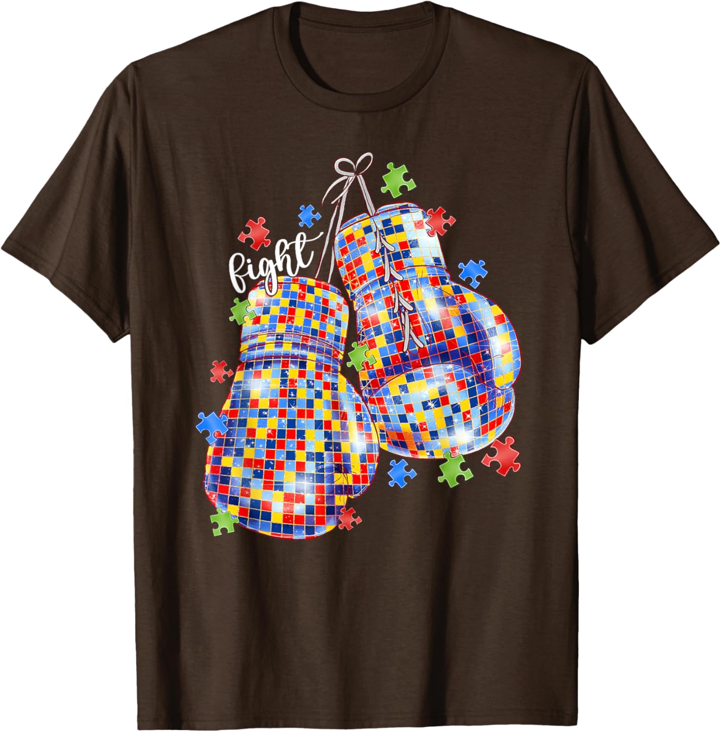 Autism Awareness Puzzle Piece Boxing Gloves T-Shirt for All Ages - 15