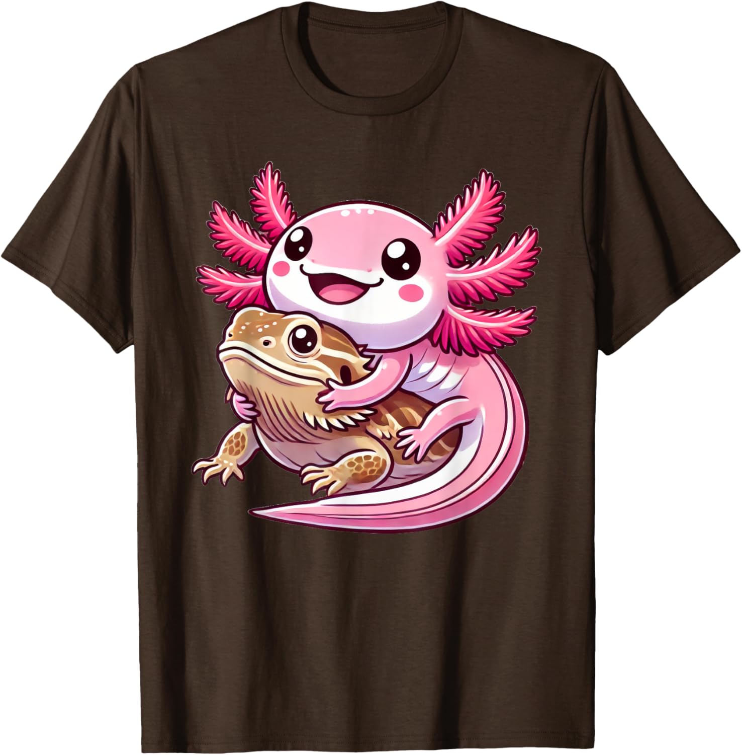 Adorable Axolotl Hugging Bearded Dragon T-Shirt for Animal Lovers - 14
