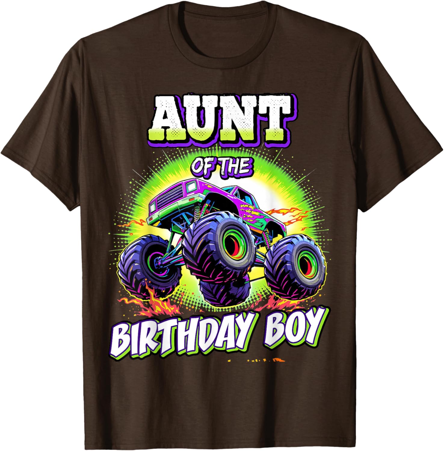 Aunt of the Birthday Boy Monster Truck T-Shirt for Fun Birthday Parties - 8