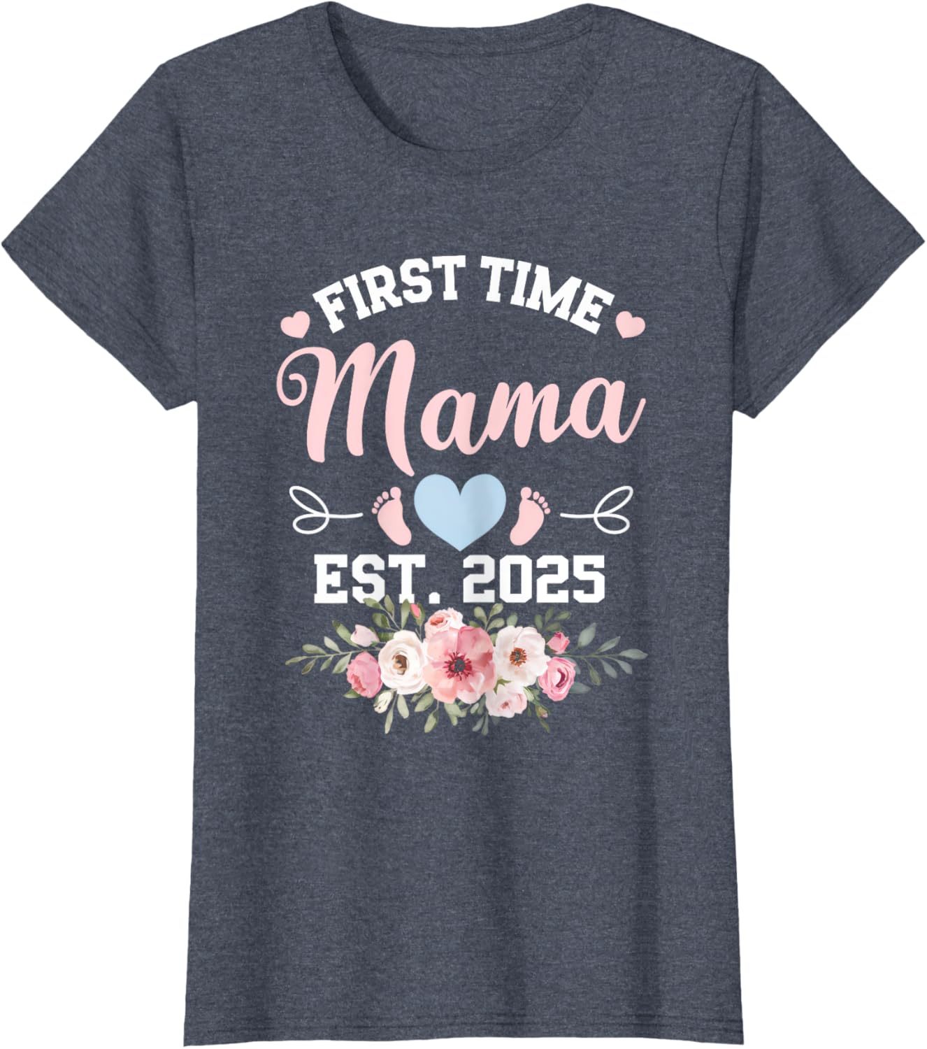 Womens First Time Mama 2025 Mother's Day Pregnancy T-Shirt in Pink - 7