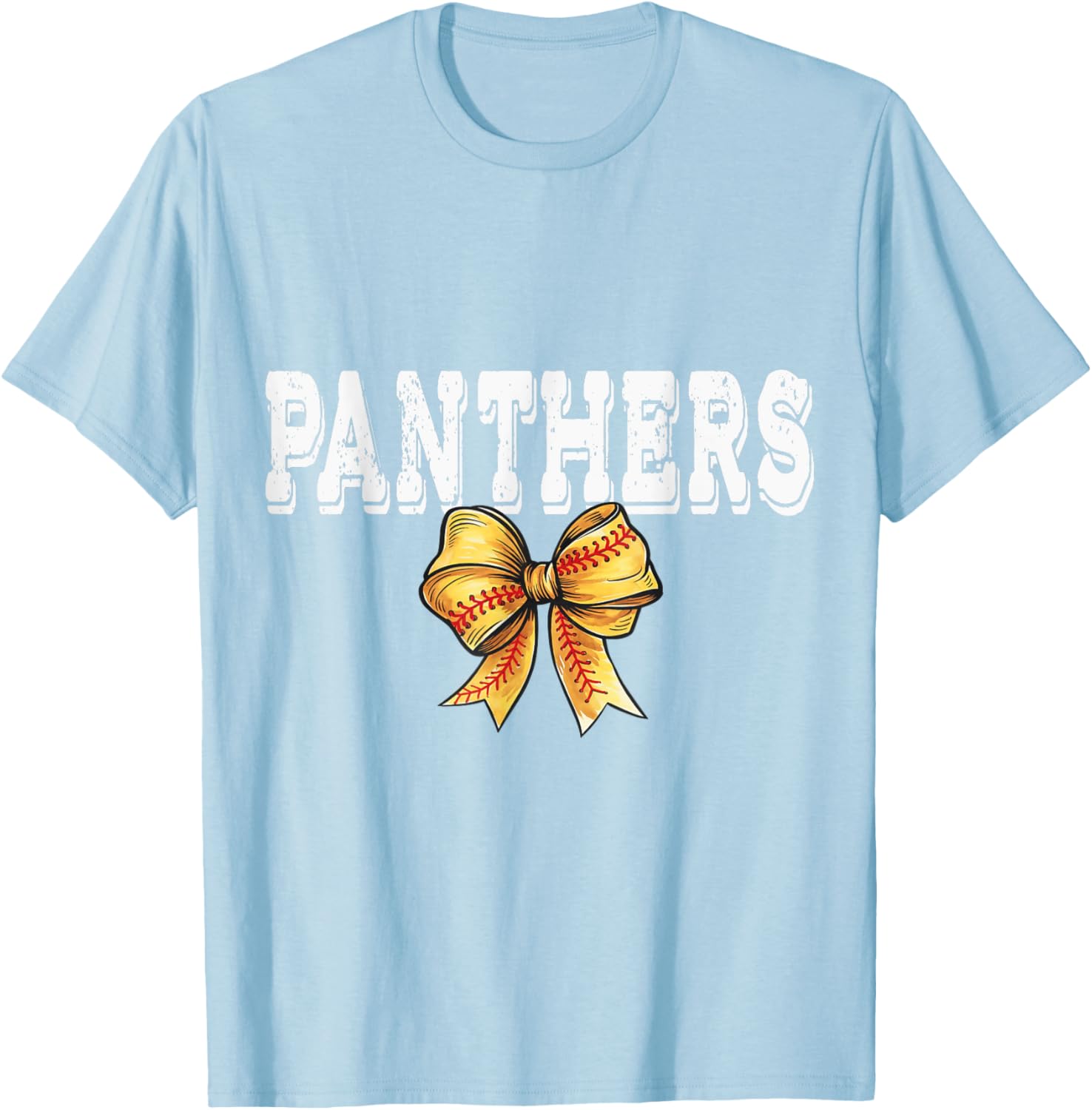 Coquette Panther Softball Game Day Bow T-Shirt for Team Spirit and Style - 26