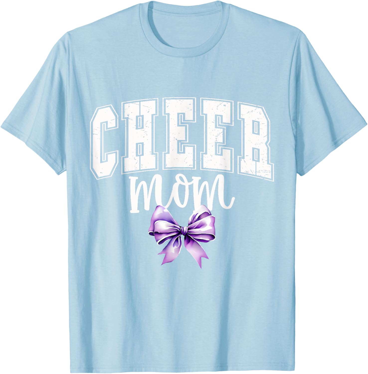 Cheer MOM Coquette Purple Bow Cheerleader T-Shirt for Supportive Moms - 18