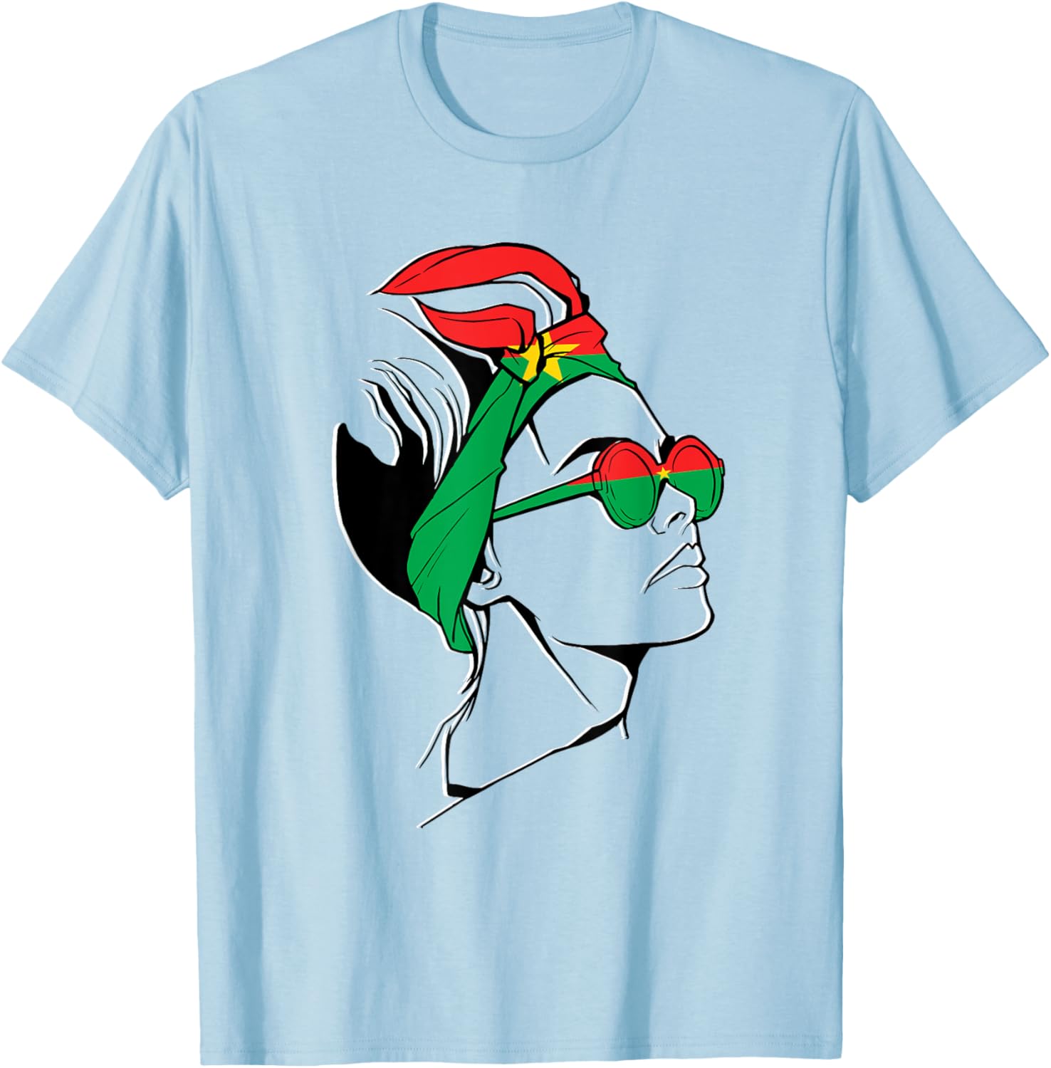 Burkina Faso Pride T-Shirt with Headscarf Design for Women - 6