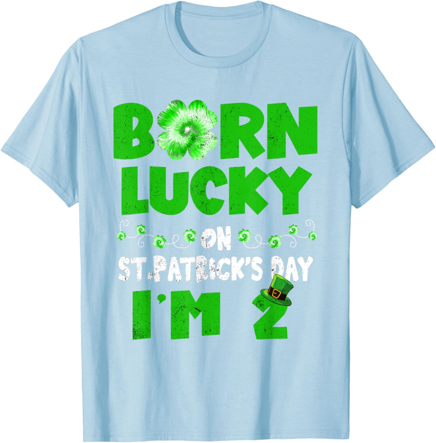 Born Lucky St. Patrick's Day 2nd Birthday T-Shirt for Kids - 21