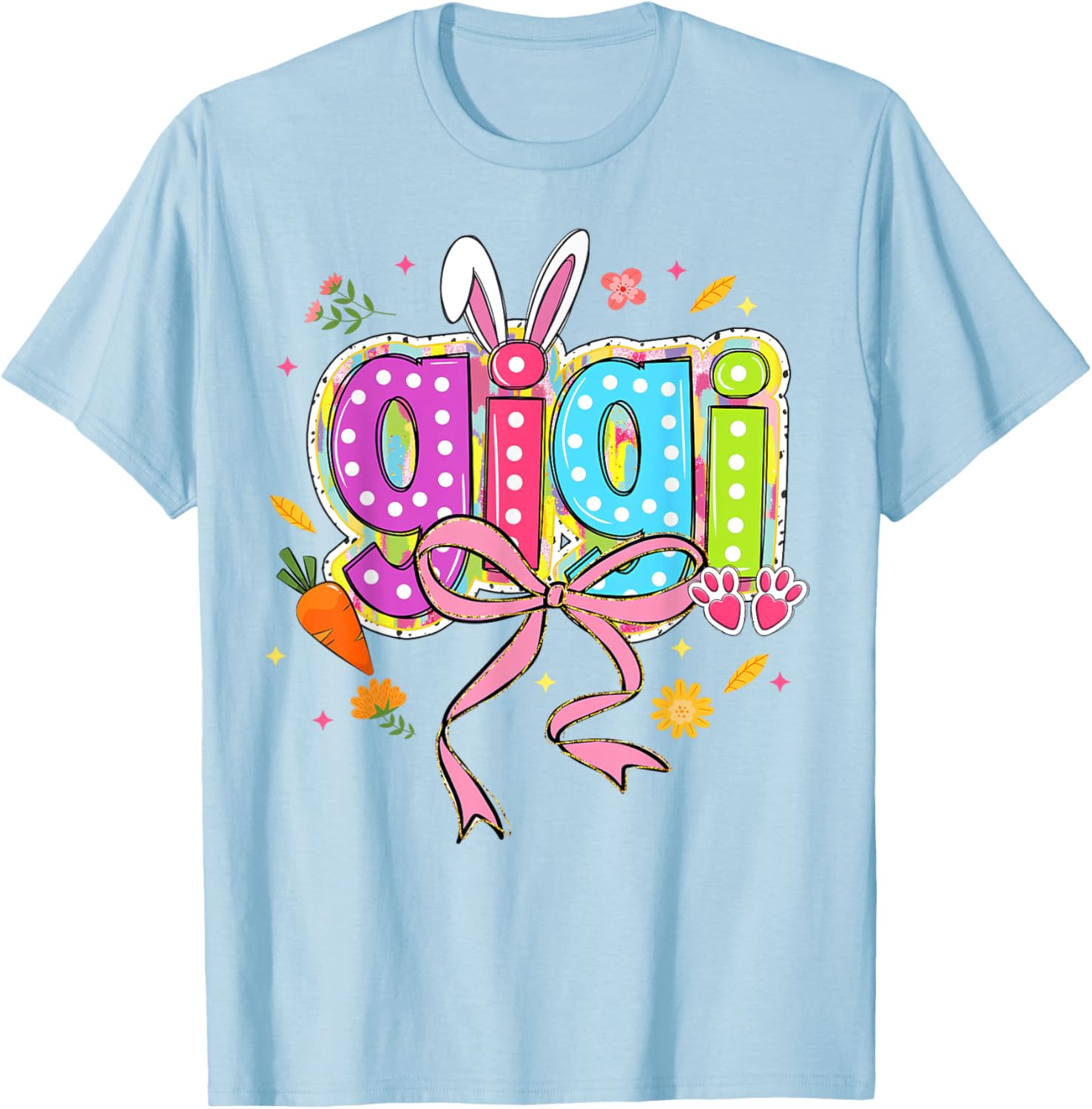 Coquette Bow Bunny Gigi Easter T-Shirt with Boho Floral Design for Family - 22