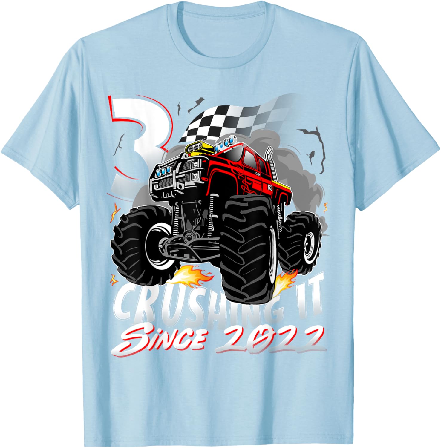 Cool Monster Truck Birthday T-Shirt for 3 Year Old Boys Born 2022 - 9