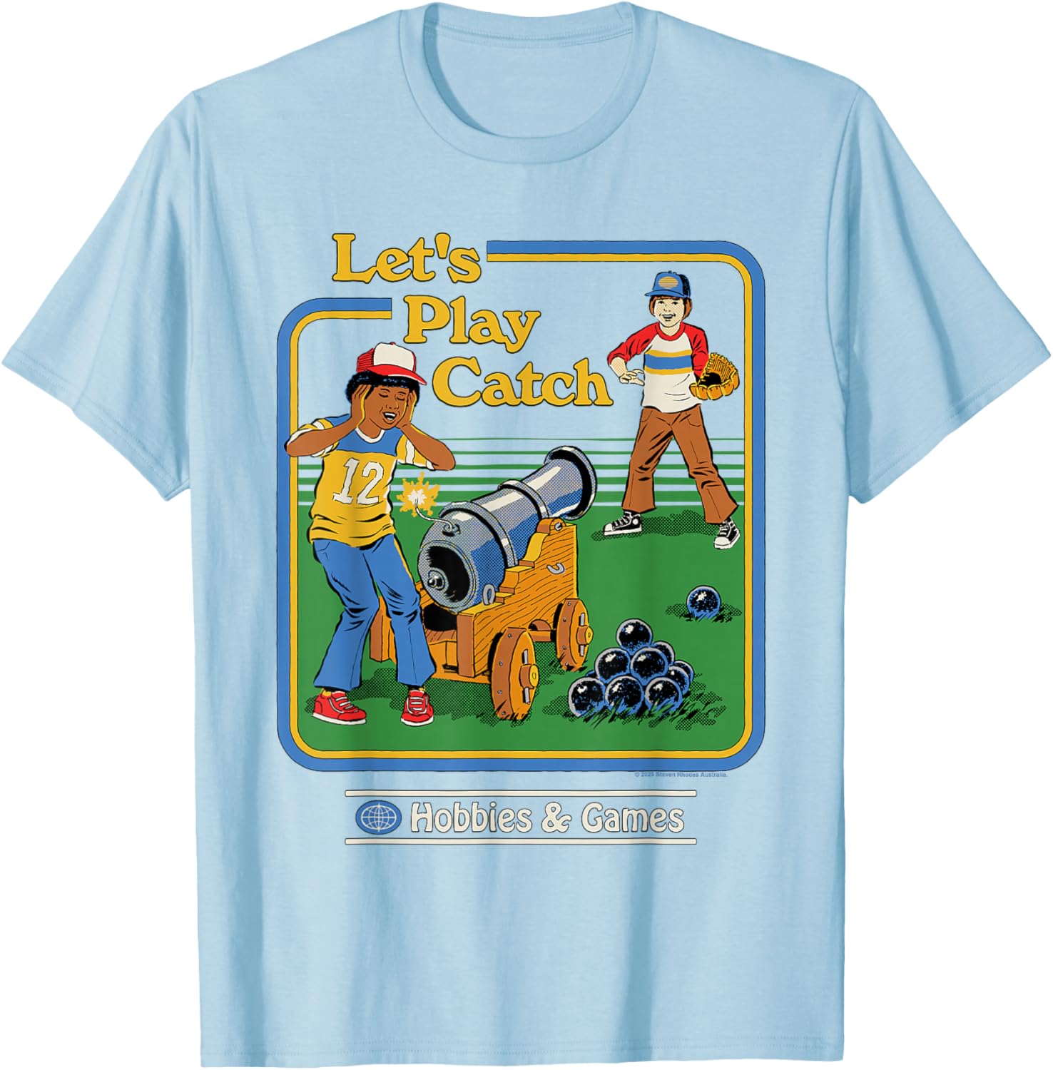Funny Vintage Let's Play Catch Cannon T-Shirt for Adults - Retro Humor Tee - 8
