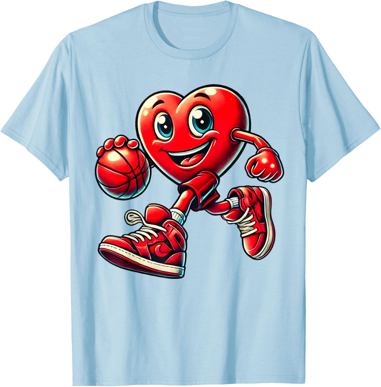 Valentine's Day Heart Basketball T-Shirt for Kids and Adults Fun Design - 9