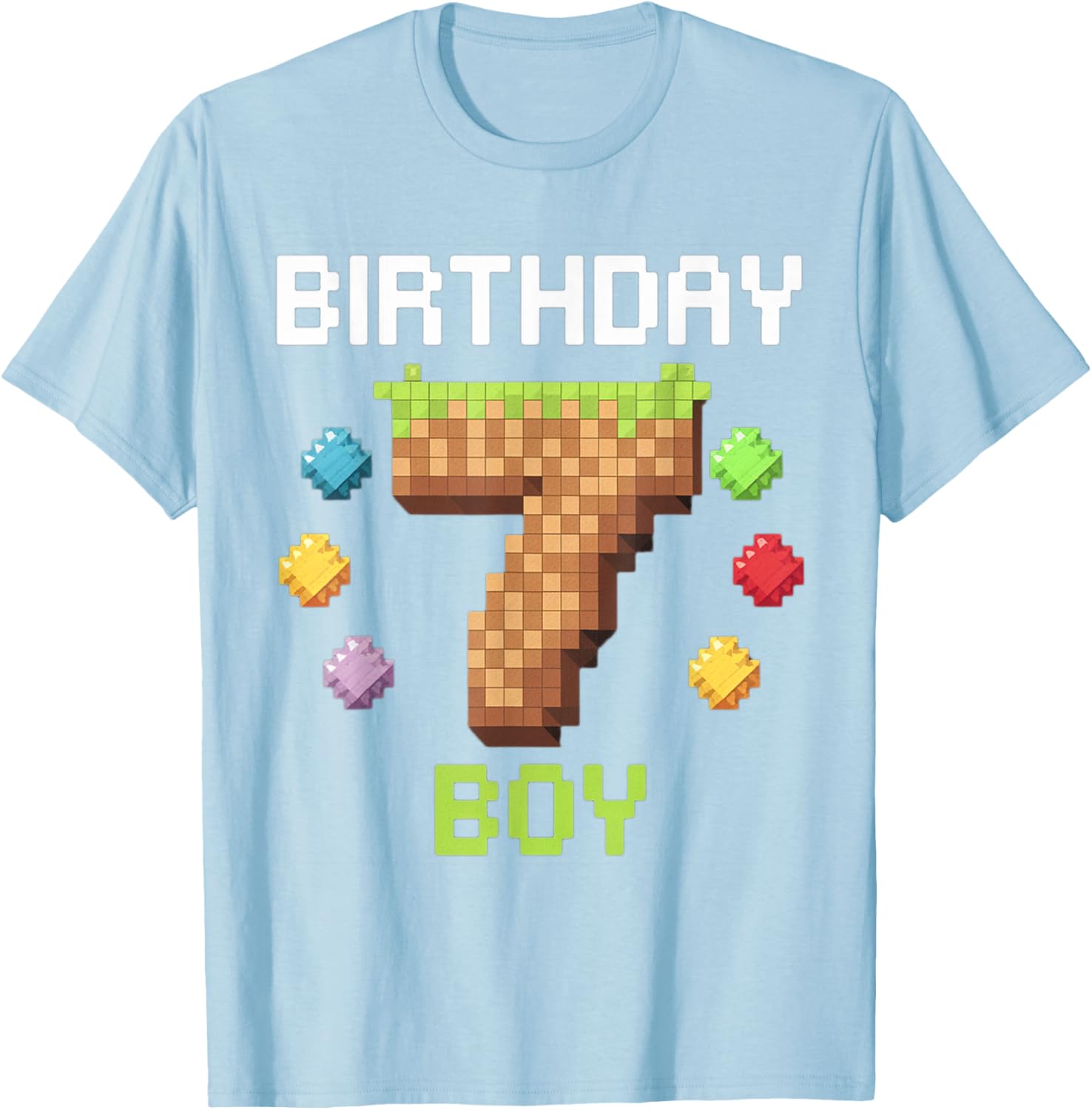 Birthday Boy Gamer 7th Birthday Pixel Number T-Shirt for Kids - 19