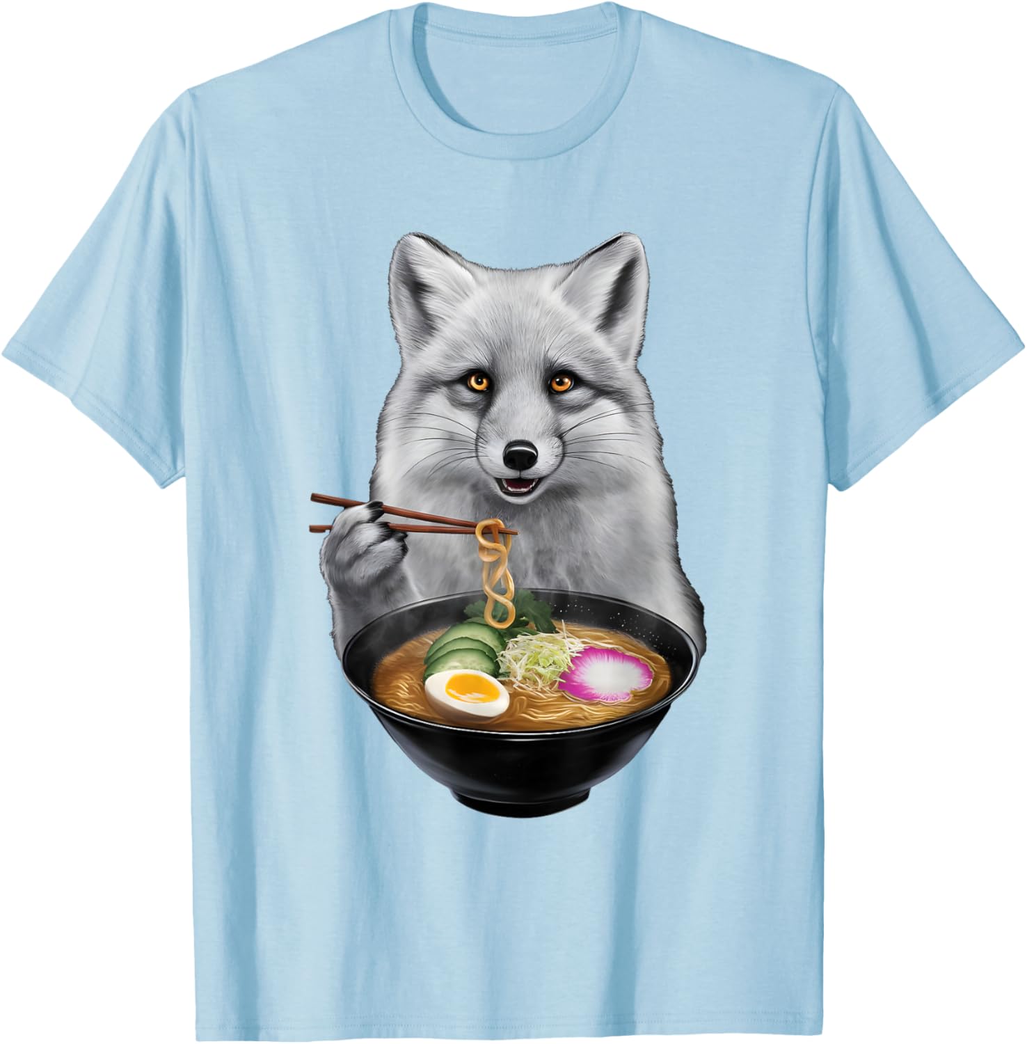 Arctic Fox Enjoying Ramen T-Shirt Fun and Unique Apparel for Animal Lovers - 15