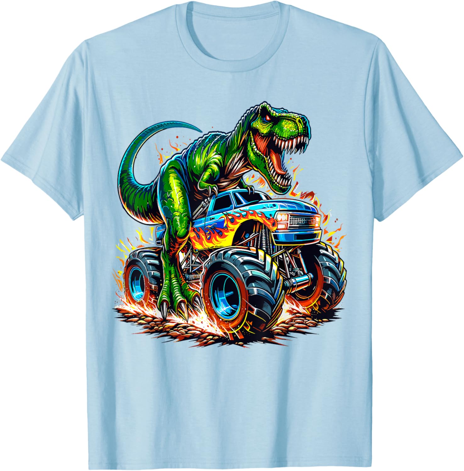Monster Truck Dinosaur Birthday Party T-Shirt for Kids Fun Celebration - 9