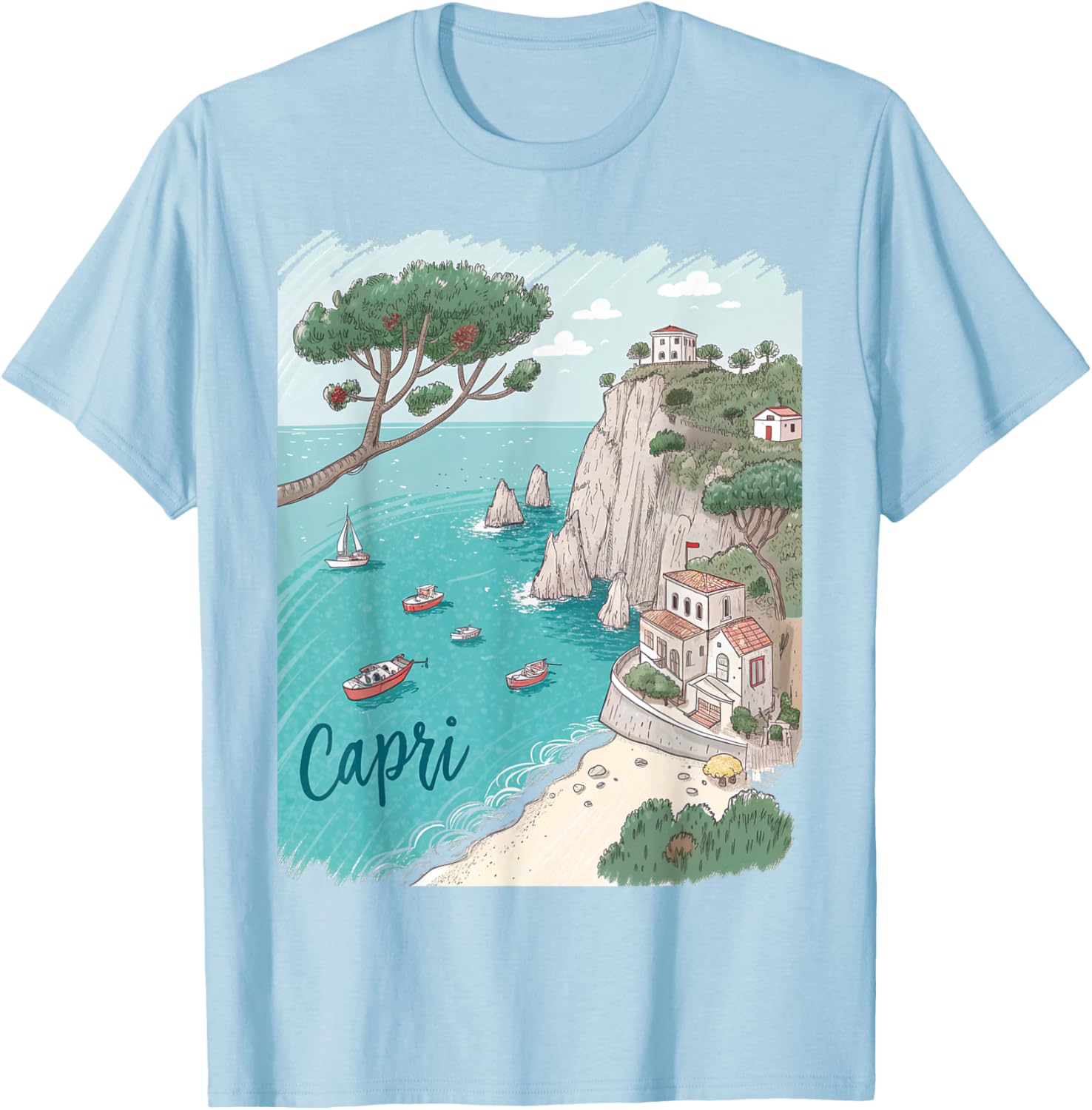 Capri Italy Scenic Coastal View T-Shirt - Perfect Souvenir Gift Idea - 5