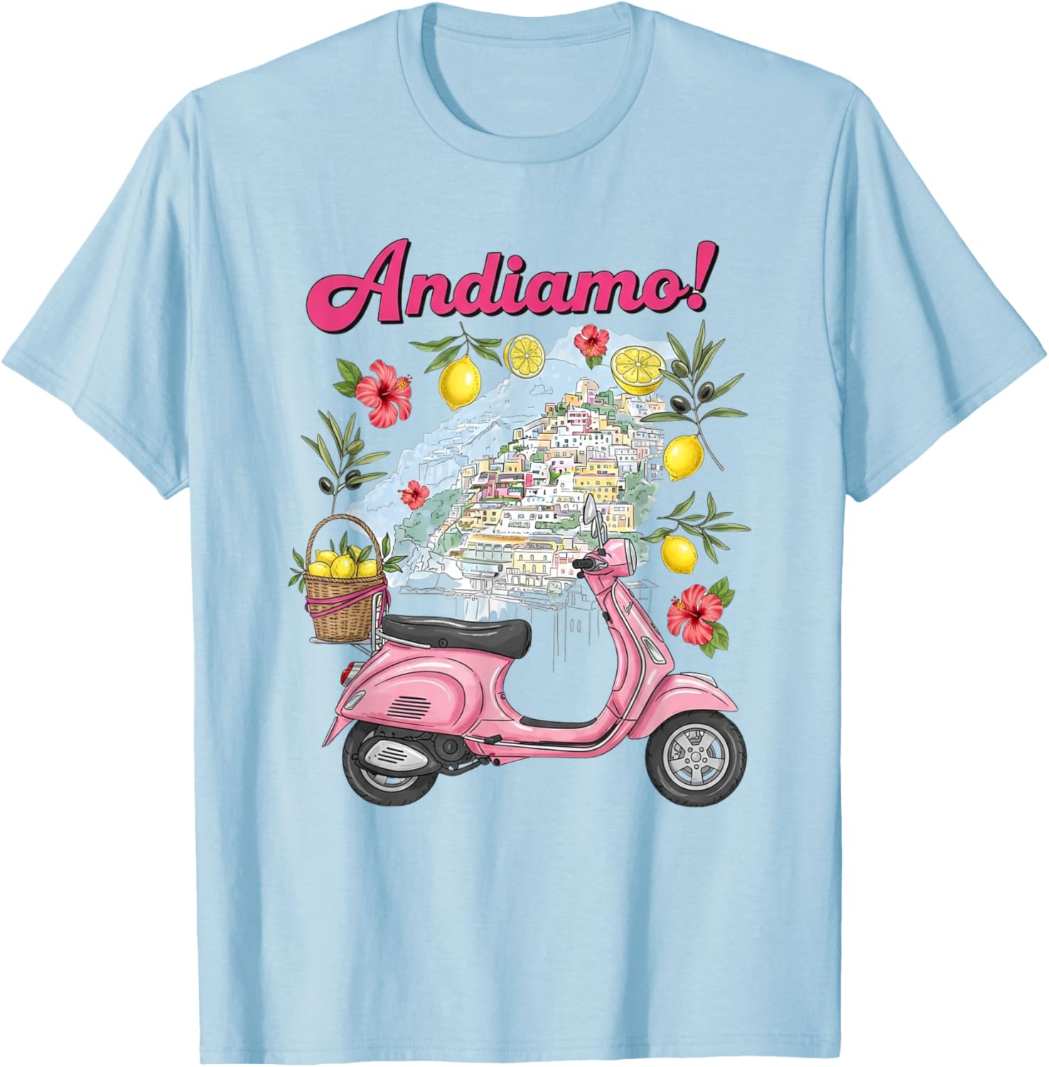 Andiamo Positano Lemon Scooter Travel T-Shirt for Italian Adventure Lovers - 3