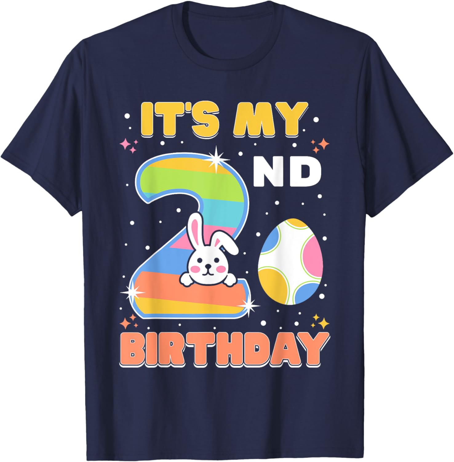 Cute Easter Bunny 2nd Birthday T-Shirt for Boys and Girls Age 2 - 5