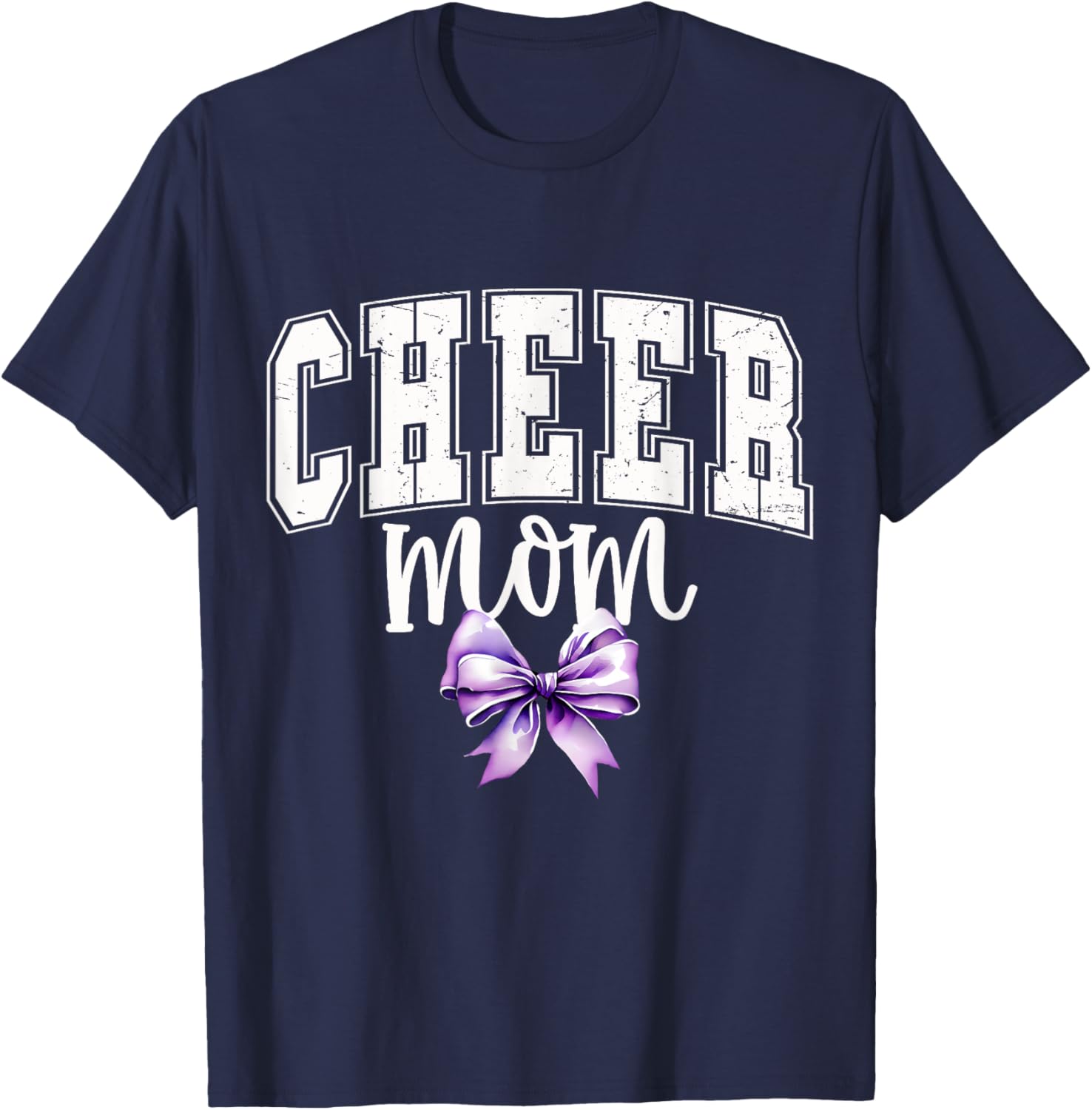 Cheer MOM Coquette Purple Bow Cheerleader T-Shirt for Supportive Moms - 3