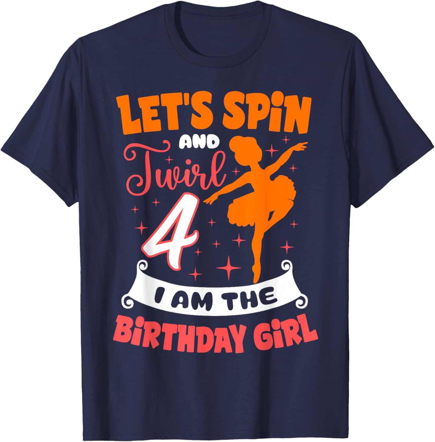 Ballerina Birthday Girl 4th Bday Pointe T-Shirt for Young Dancers - 10