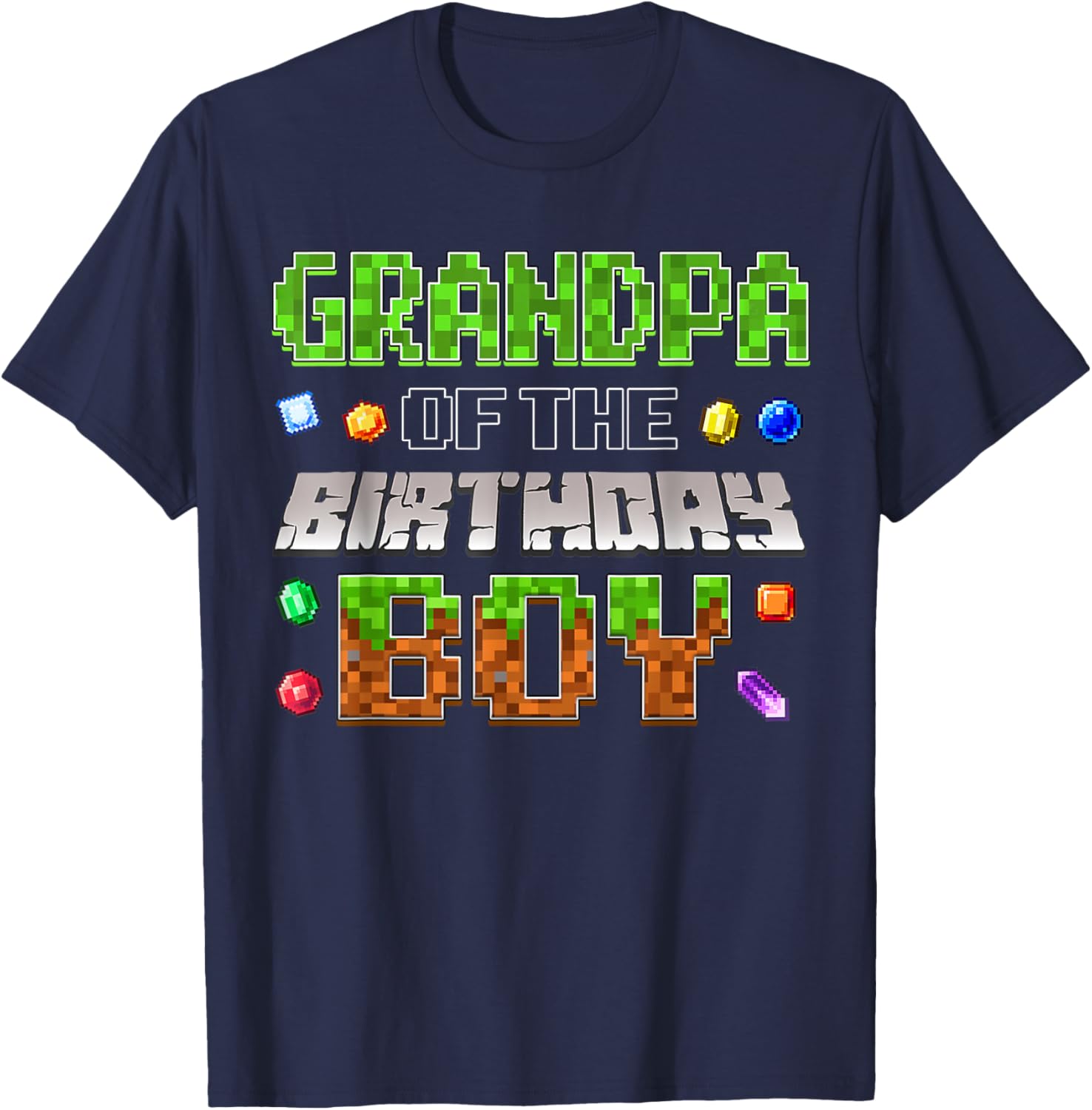 Grandpa of the Birthday Boy Pixel Number T-Shirt for Fun Celebrations - 24