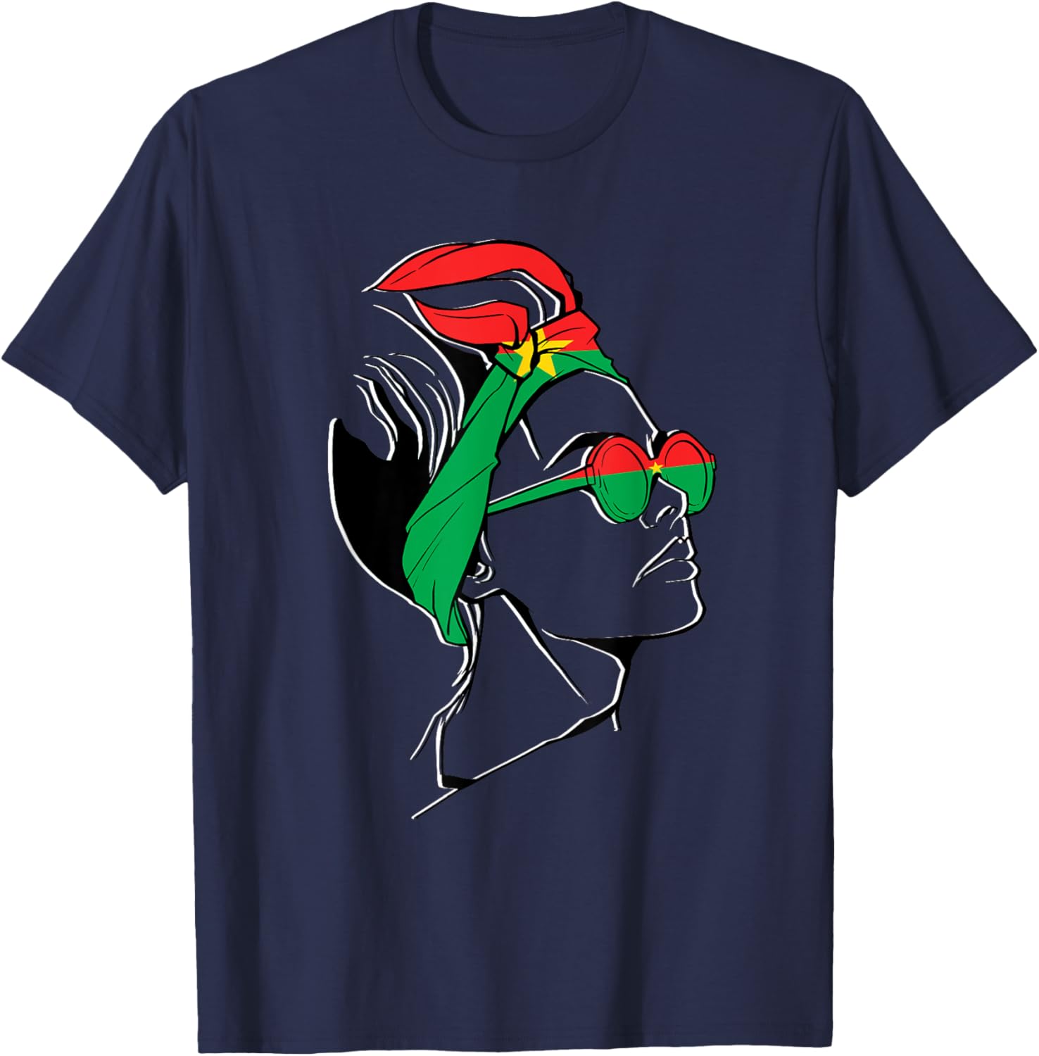 Burkina Faso Pride T-Shirt with Headscarf Design for Women - 4