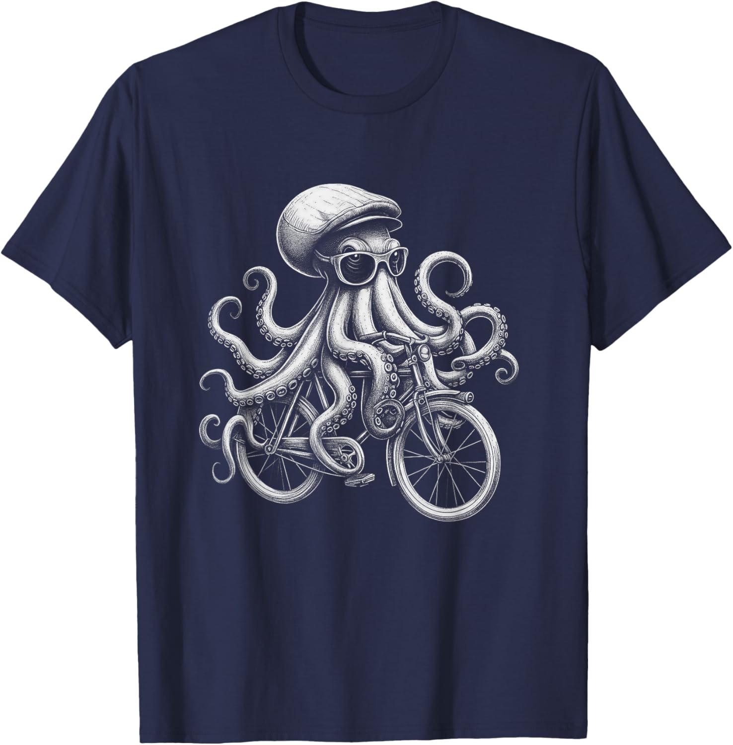 Cool Octopus Riding Bicycle T-Shirt Fun and Unique Graphic Tee for Everyone - 2