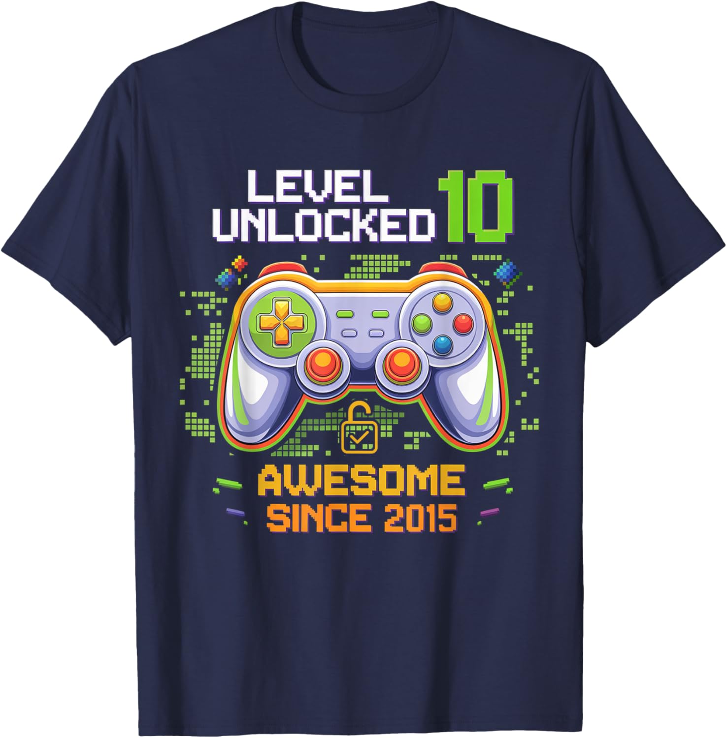 Level 10 Unlocked Birthday Gaming T-Shirt for Awesome 10 Year Olds - 6