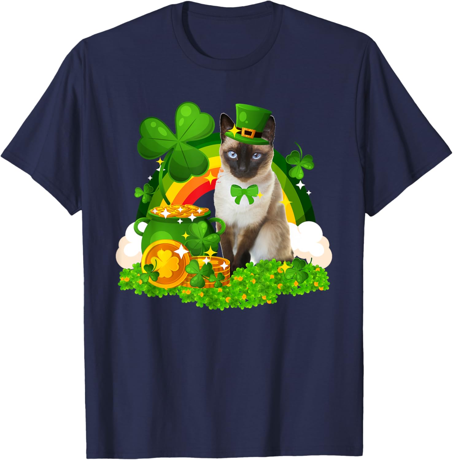 Adorable Leprechaun Siamese Cat St Patrick's Day T-Shirt for Cat Lovers - 25