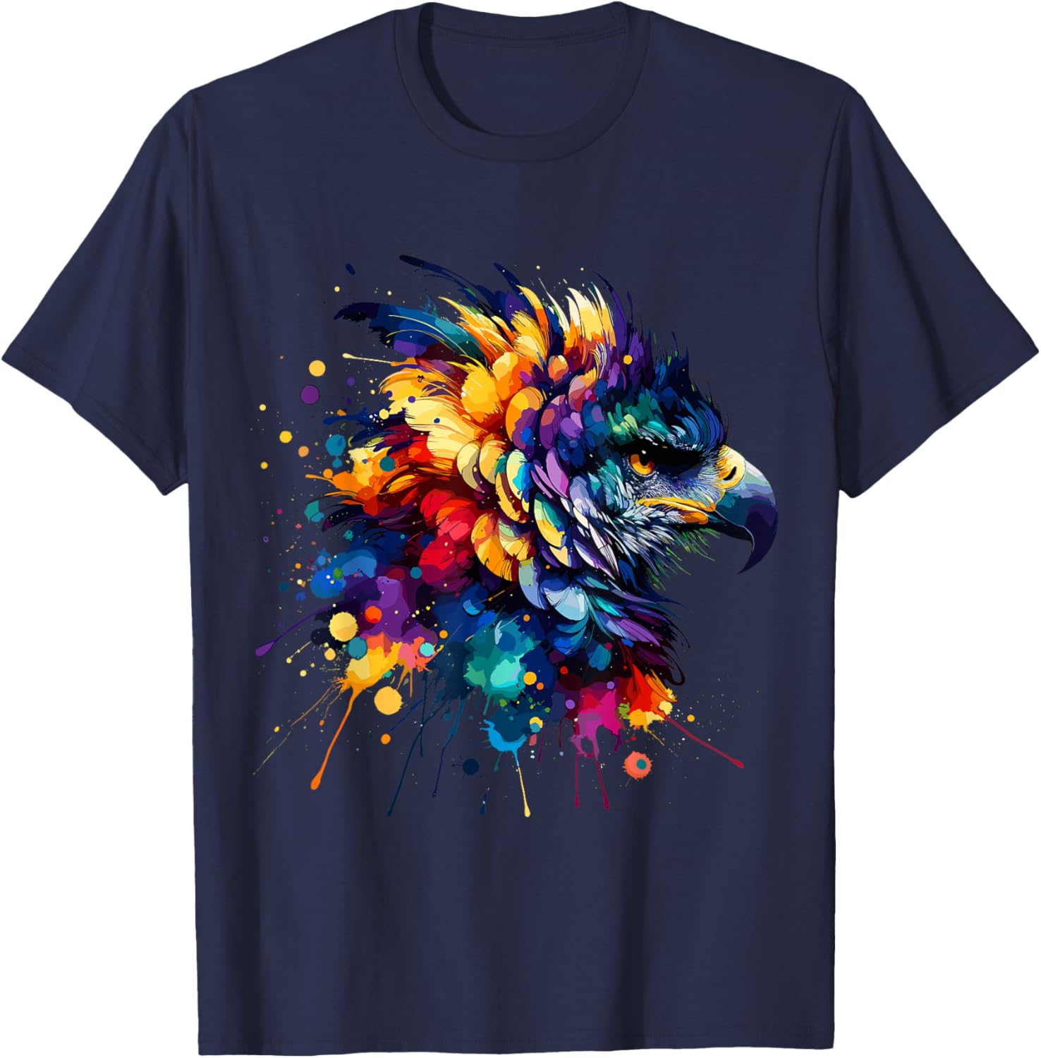 Colorful Harpy Eagle Splash Art T-Shirt for Nature Lovers and Wildlife Fans - 15