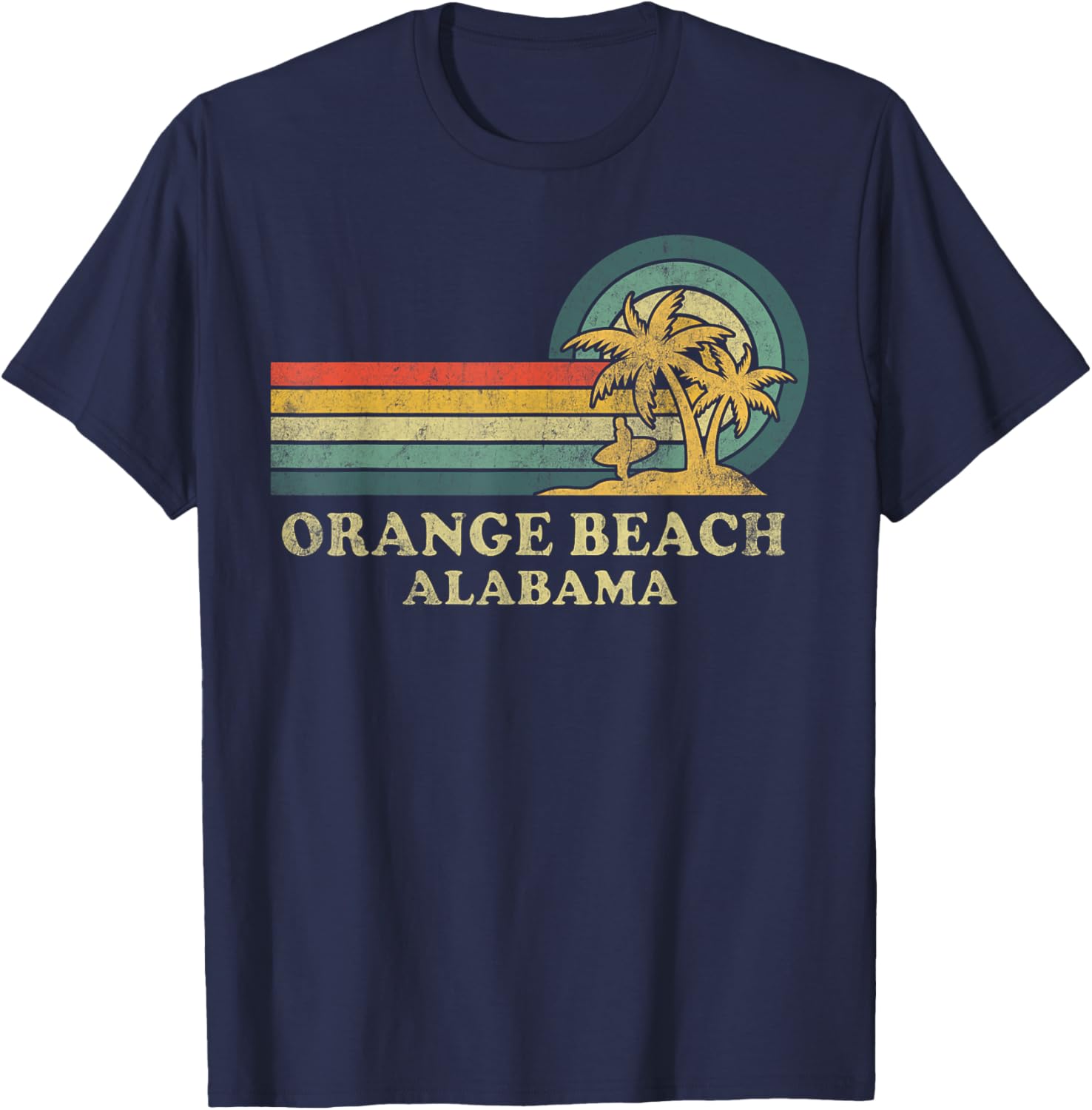 Vintage Palm Tree T-Shirt for Family Vacations in Orange Beach Alabama - 16