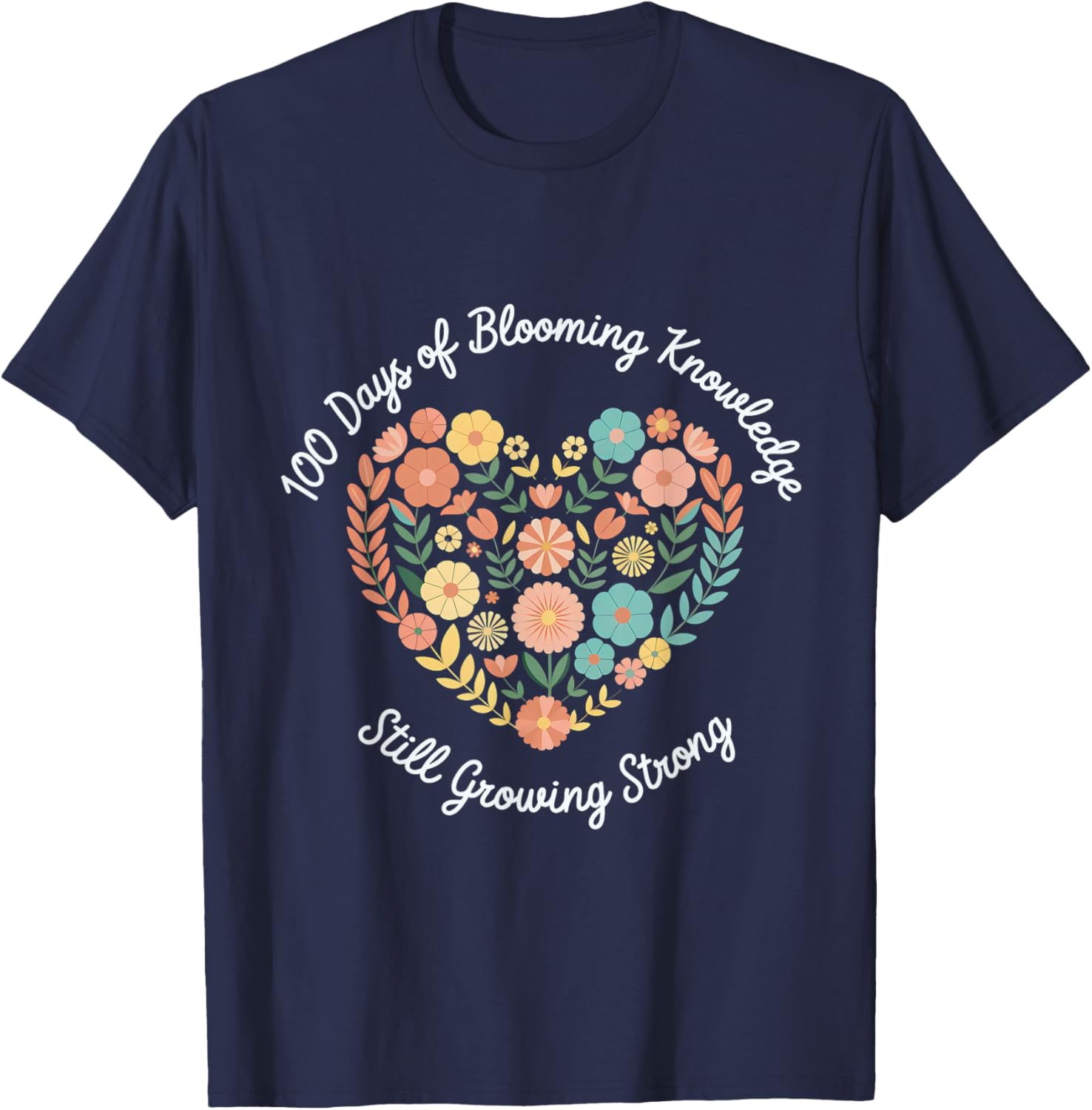 Boho Flowers 100th Day of School Teacher T-Shirt for Classroom Fun - 15